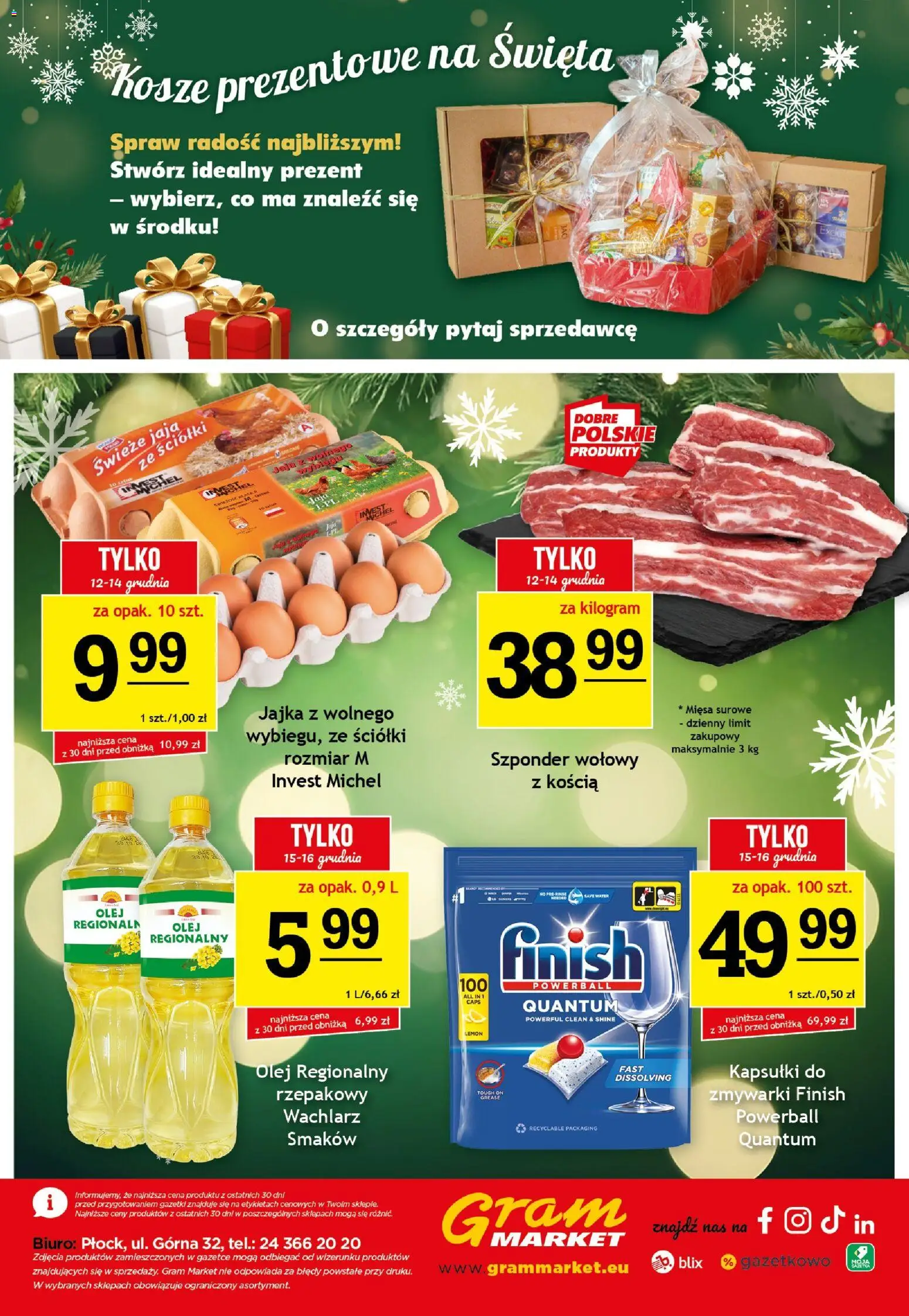 Gram Market Gazetka od 10.12.2025 | Strona: 16 | Produkty: Jajka, Olej, Finish, Jaja
