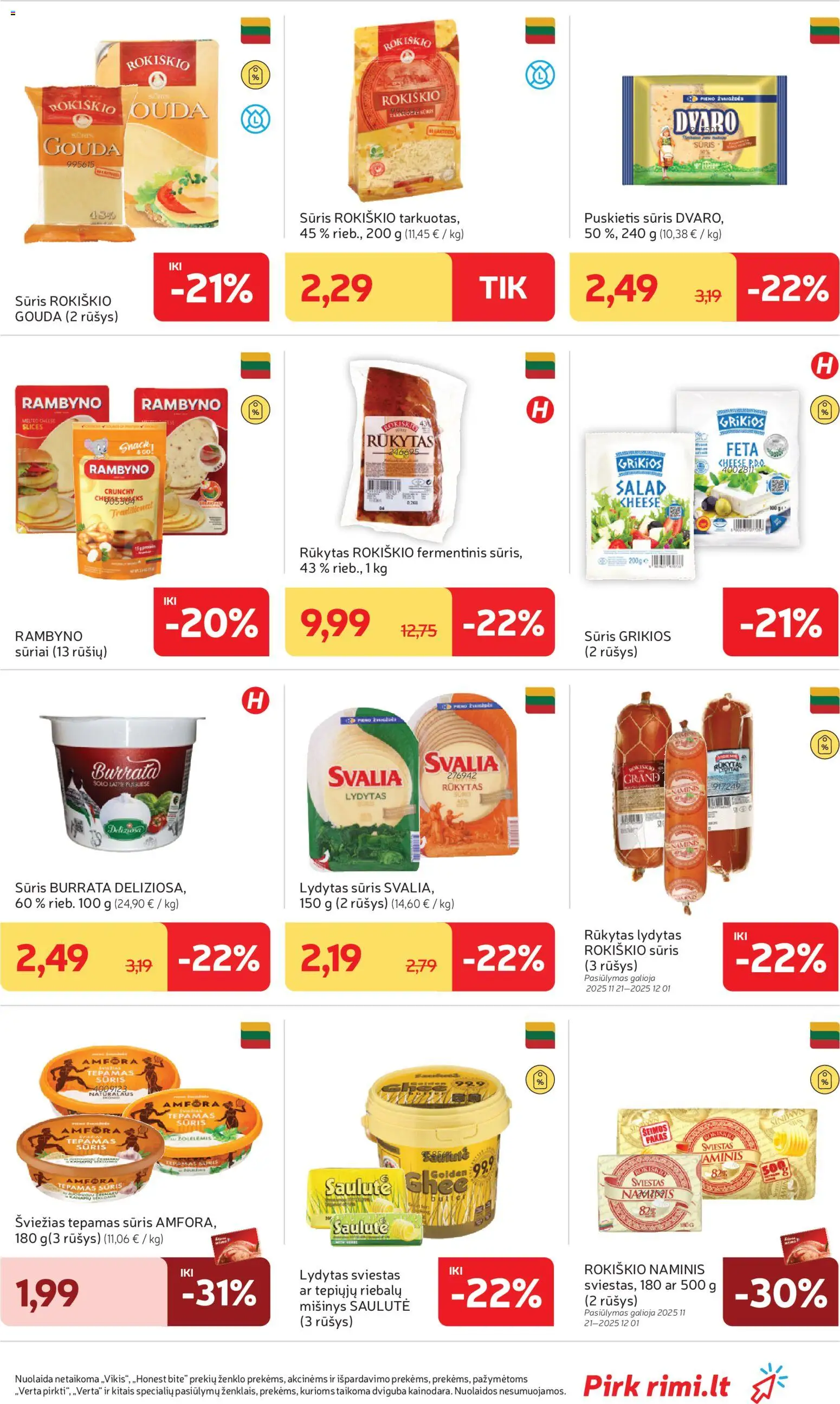 Rimi akcijos nuo 25.11.2025 | Puslapis: 25 | Prekių: Sūris, Sviestas, Lydytas sūris