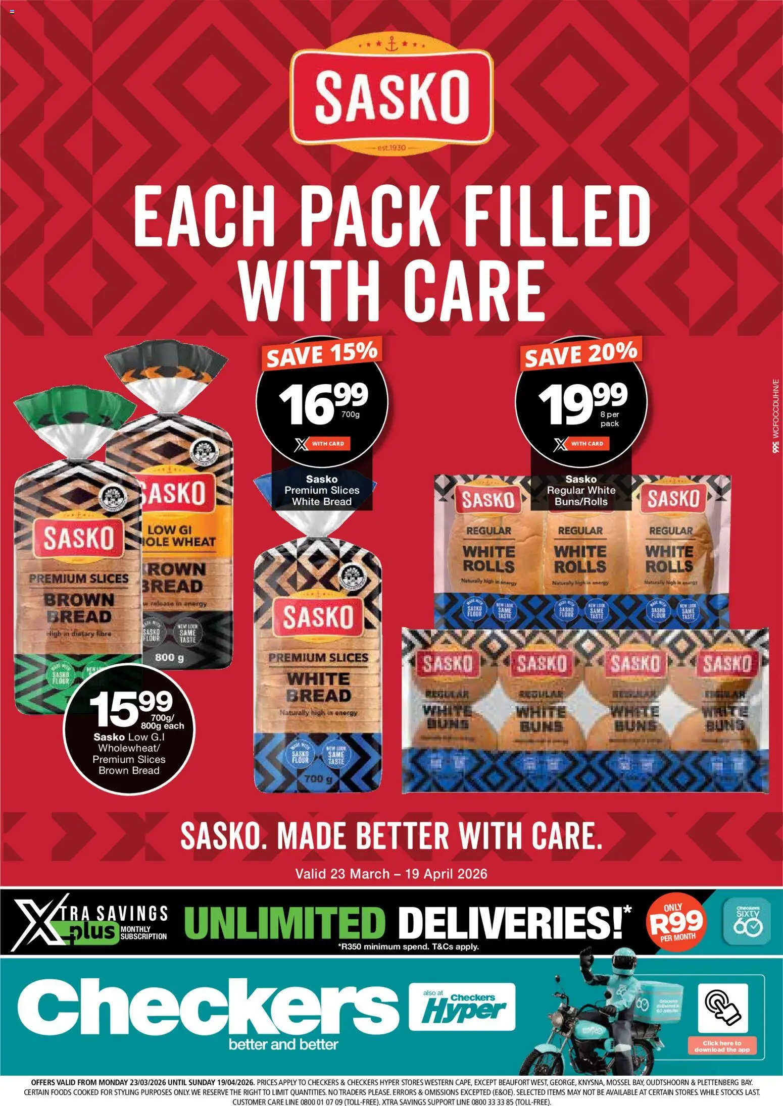 New Checkers catalogue – valid from 23.03.2026 | Page: 1 | Products: Flour, Buns, Bread
