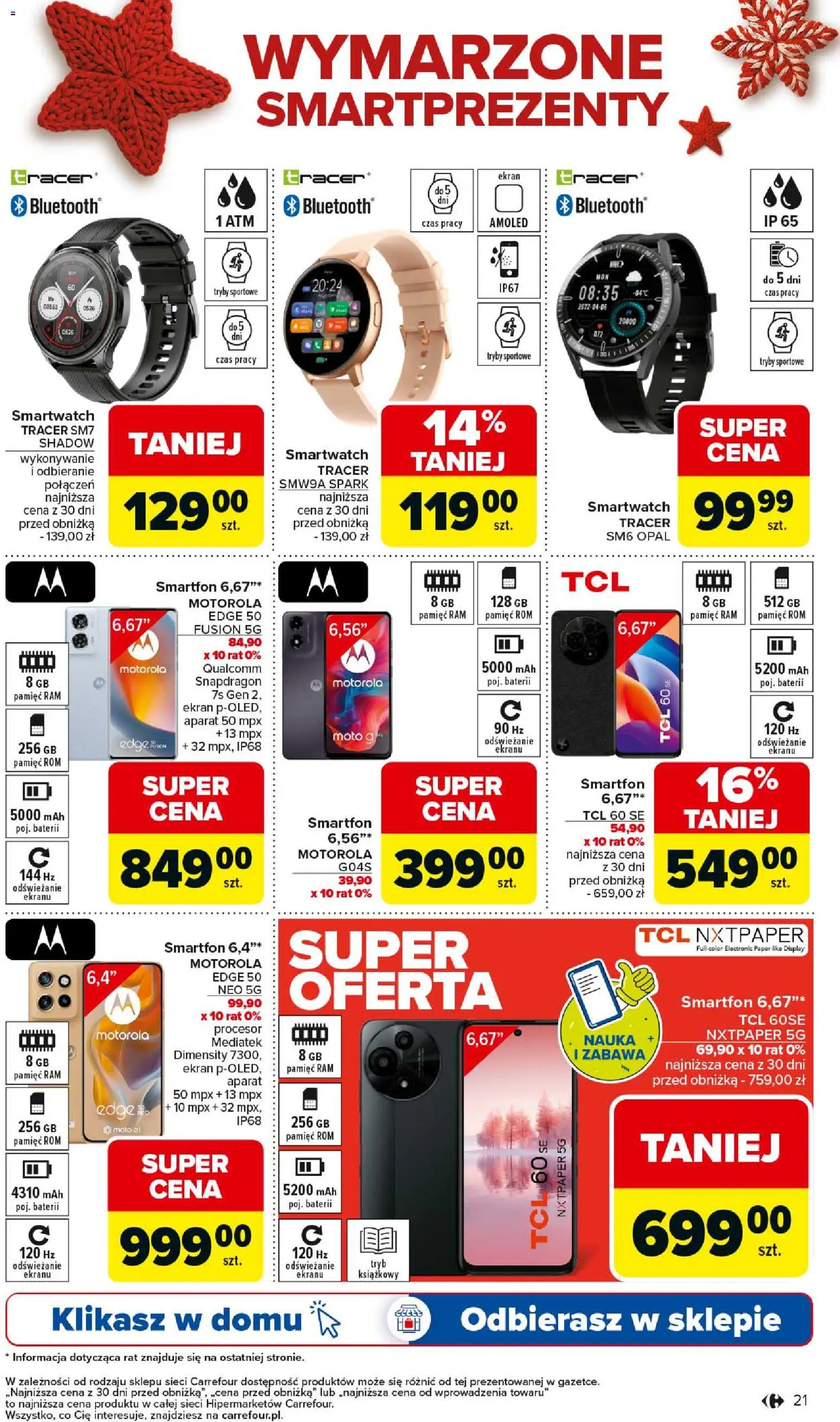 Carrefour Gazetka - Święta spełnionych marzeń od 01.12.2025 | Strona: 21 | Produkty: Smartfon, Smartwatch, Ryby