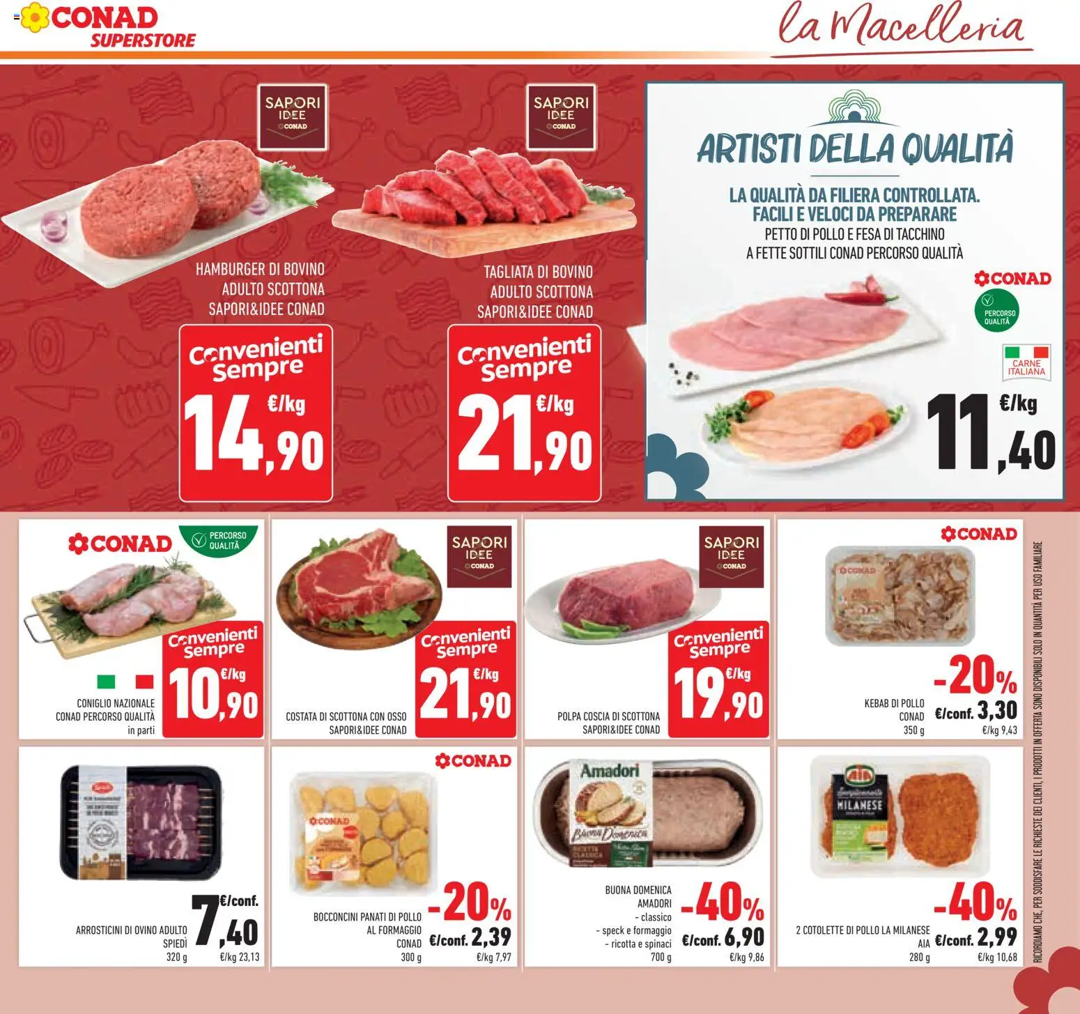 Volantino Conad del 29.01.2026 | Pagina: 11 | Prodotti: Speck, Petto di Pollo, Hamburger, Ovino