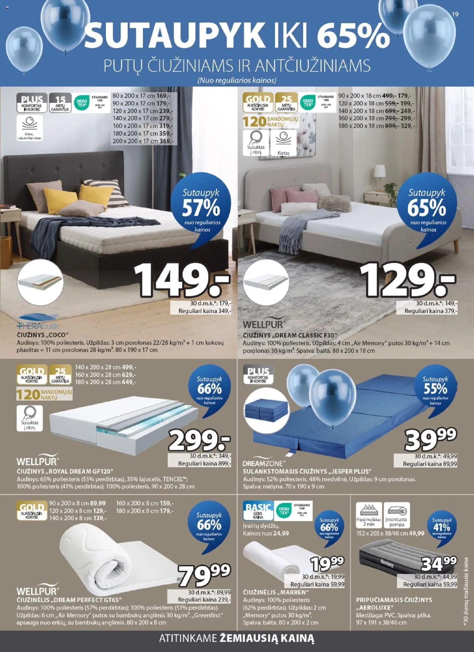 JYSK akcijos nuo 14.04.2026 | Puslapis: 19 | Prekių: Čiužinys