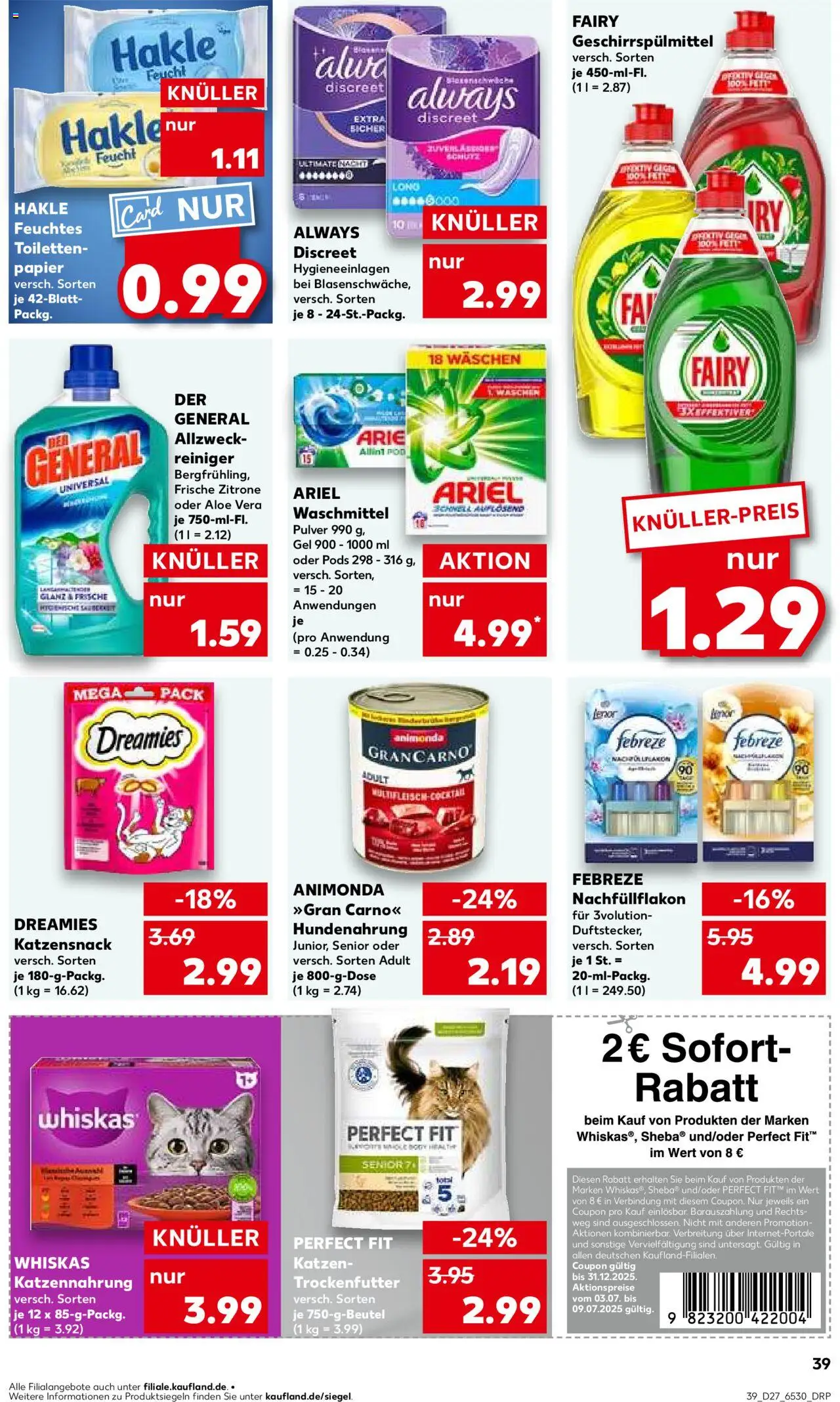Kaufland Prospekt 	 - gültig ab dem 03.07.2025 | Seite: 39 | Produkte: Ariel, Geschirrspülmittel, Zitrone, Toilettenpapier