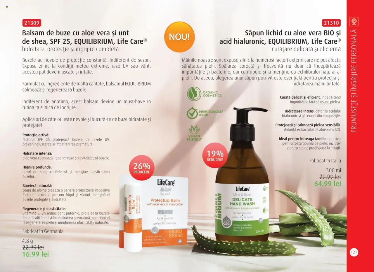 Life Care catalog - Aprilie/Octombrie – valabil de la 01.04.2025 | Pagină: 129 | Produse: Şerit ödül, Aloe vera, Body, Săpun lichid