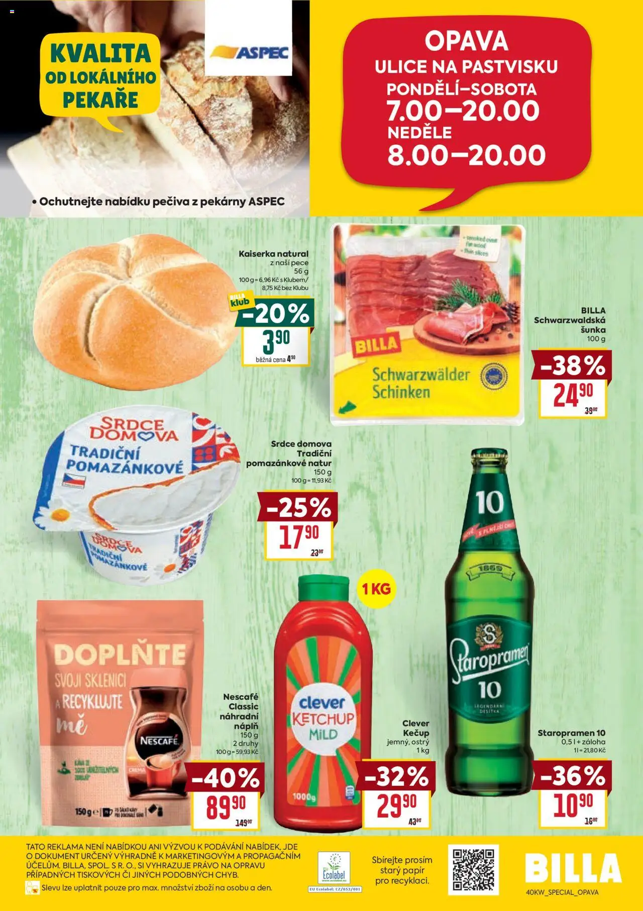 Billa leták - Speciál: Opava od 01.10.2025 | Strana: 2 | Produkty: Schwarzwaldská šunka, Šunka, Kečup, Clever