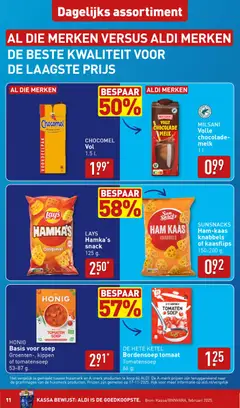Aldi - Folder - Voorbeeld van een folder van Aldi, geldig van 08.12.2025 | Pagina: 11 | Producten: Snacks, Melk, Ham, Tomaten