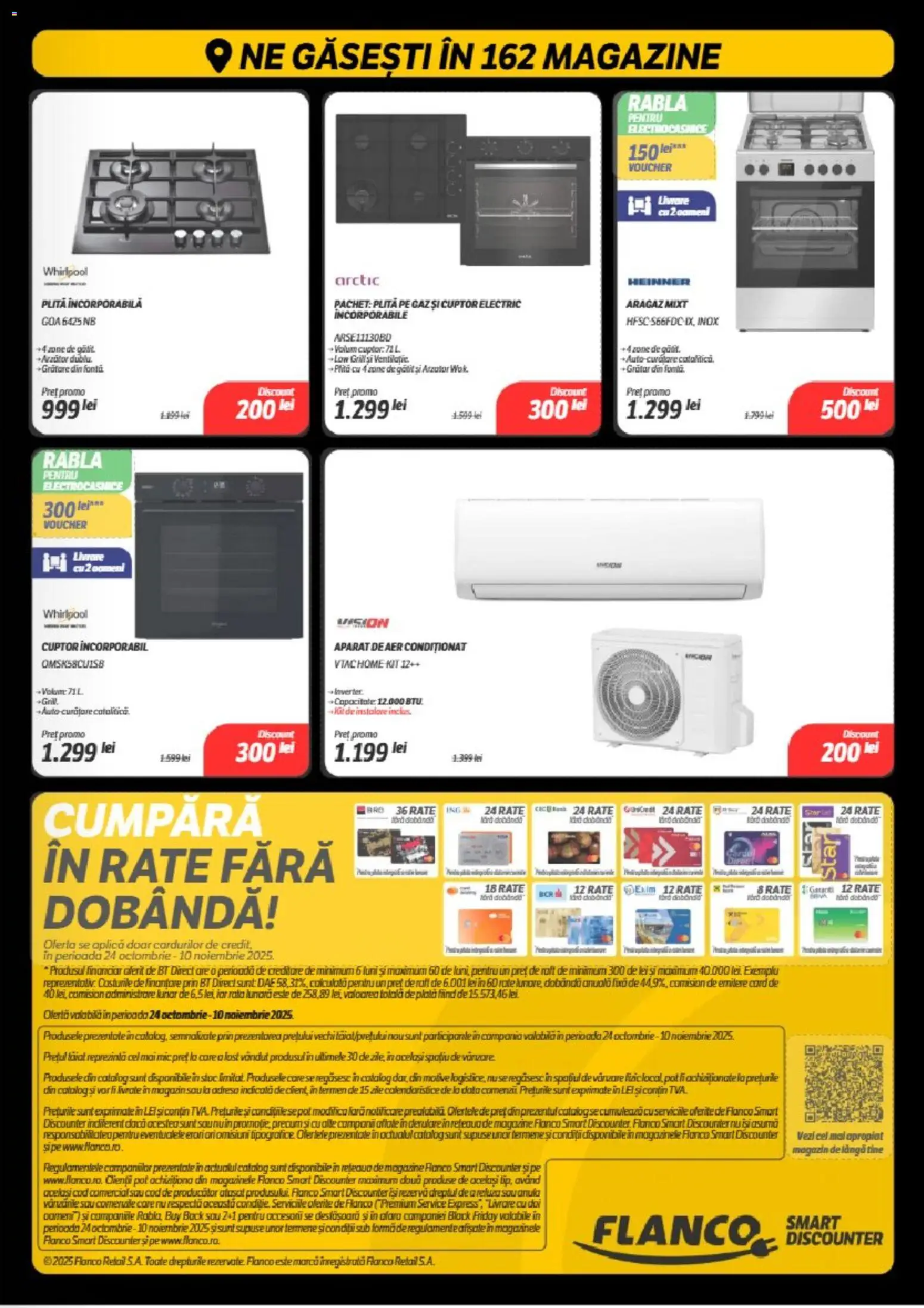 Noul catalog Flanco – valabil de la 24.10.2025 | Pagină: 23 | Produse: Aragaz, Aer Condiționat, Raft, Rață
