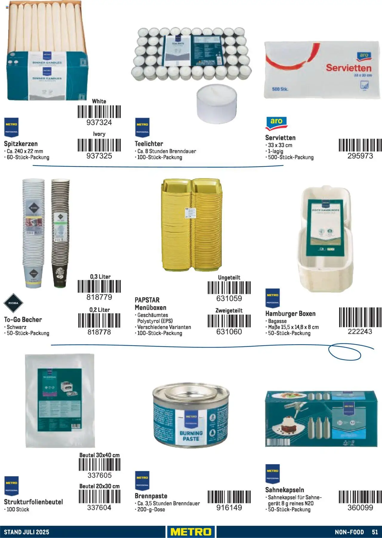 Metro - Sortimentskatalog Lieferservice – gültig ab 31.07.2025 | Seite: 51 | Produkte: Sahne