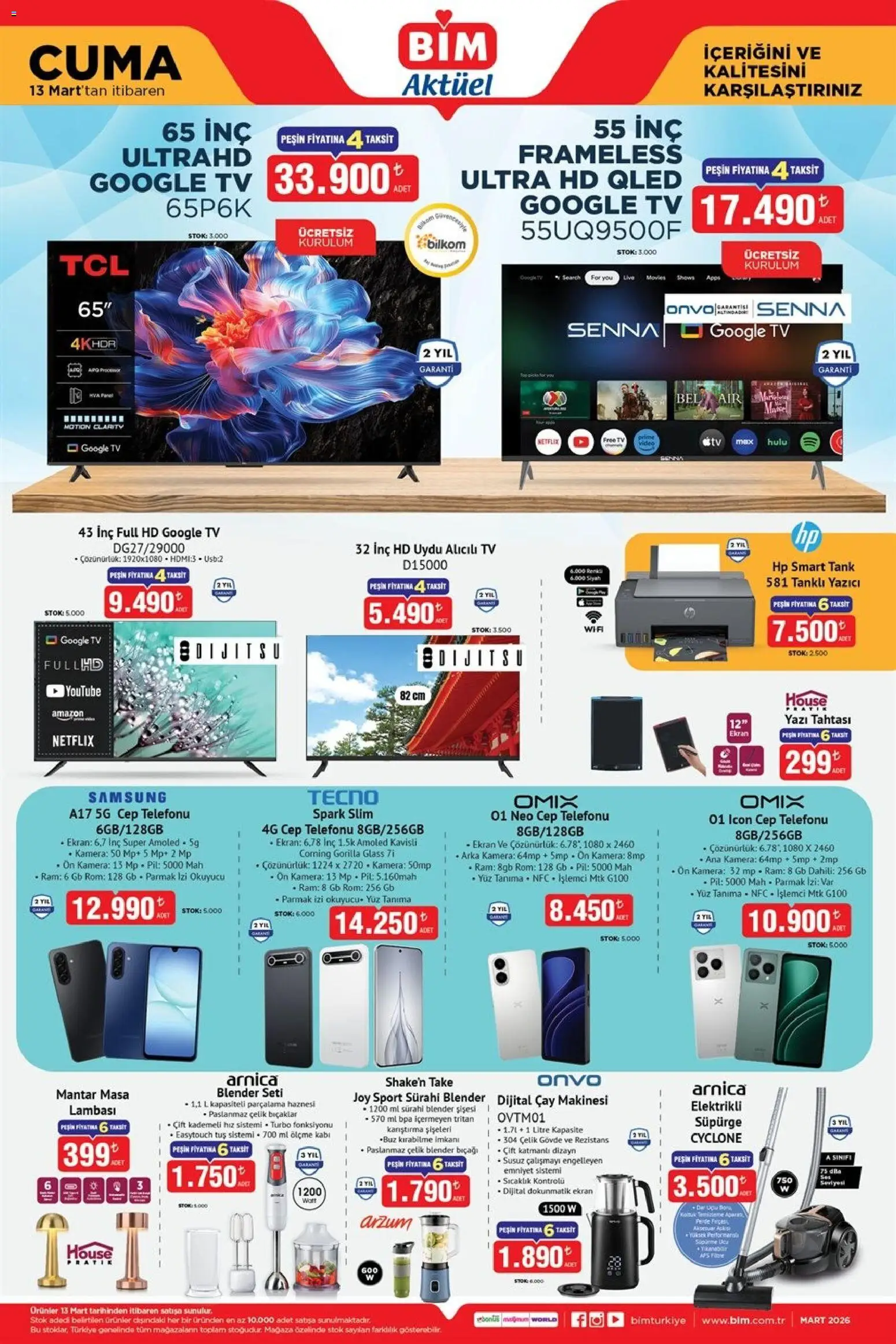 BİM - Katalog Cuma - 13.03.2026 tarihinden itibaren geçerlidir | Sayfa: 5 | Ürünler: Blender, Mantar, Uydu, Sürahi