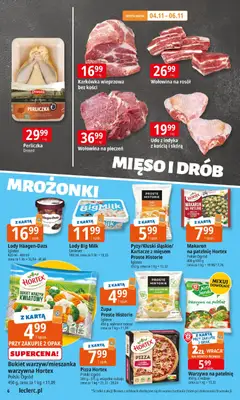 Pogląd oferty "E.Leclerc Gazetka - Elbląg" - ważna od 04.11.2025 | Strona: 6 | Produkty: Karta, Szynka, Lody, Warzywa