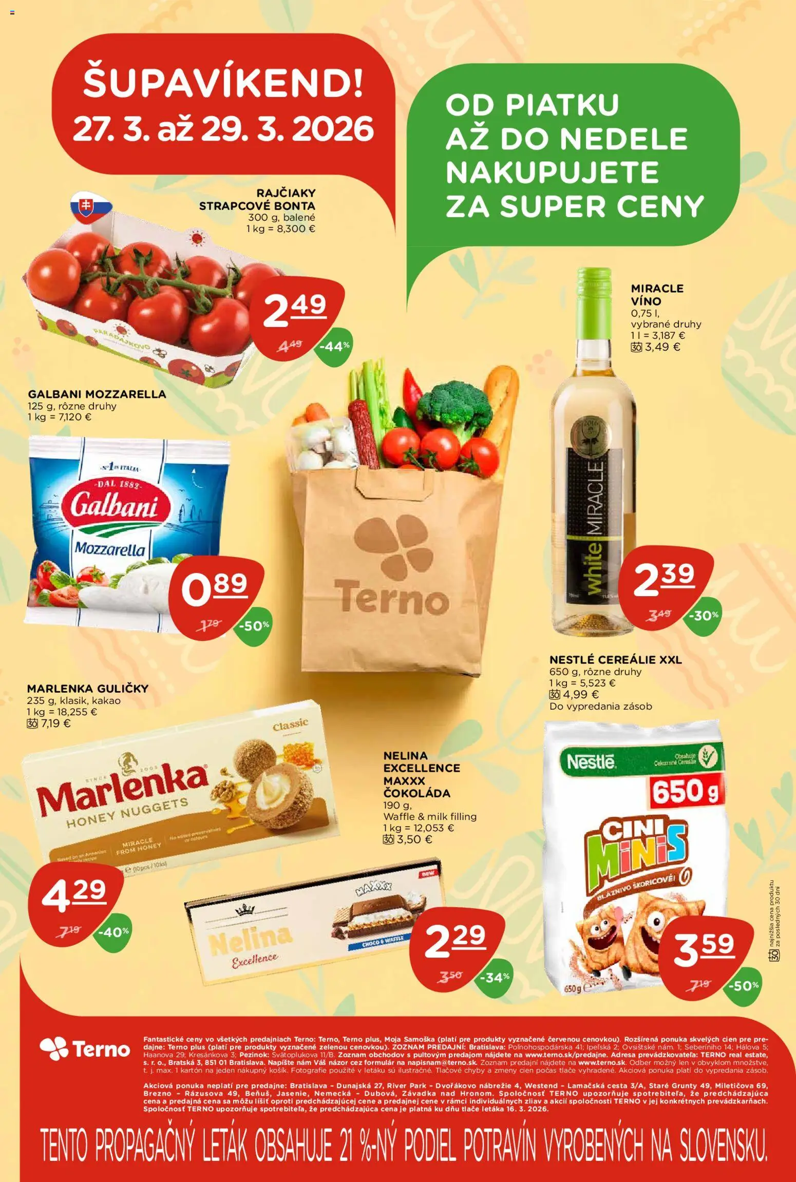 Nové Terno akcie – leták je platný od 26.03.2026 | Strana: 26 | Produkty: Čokoláda, Cereálie, Marlenka, Kakao