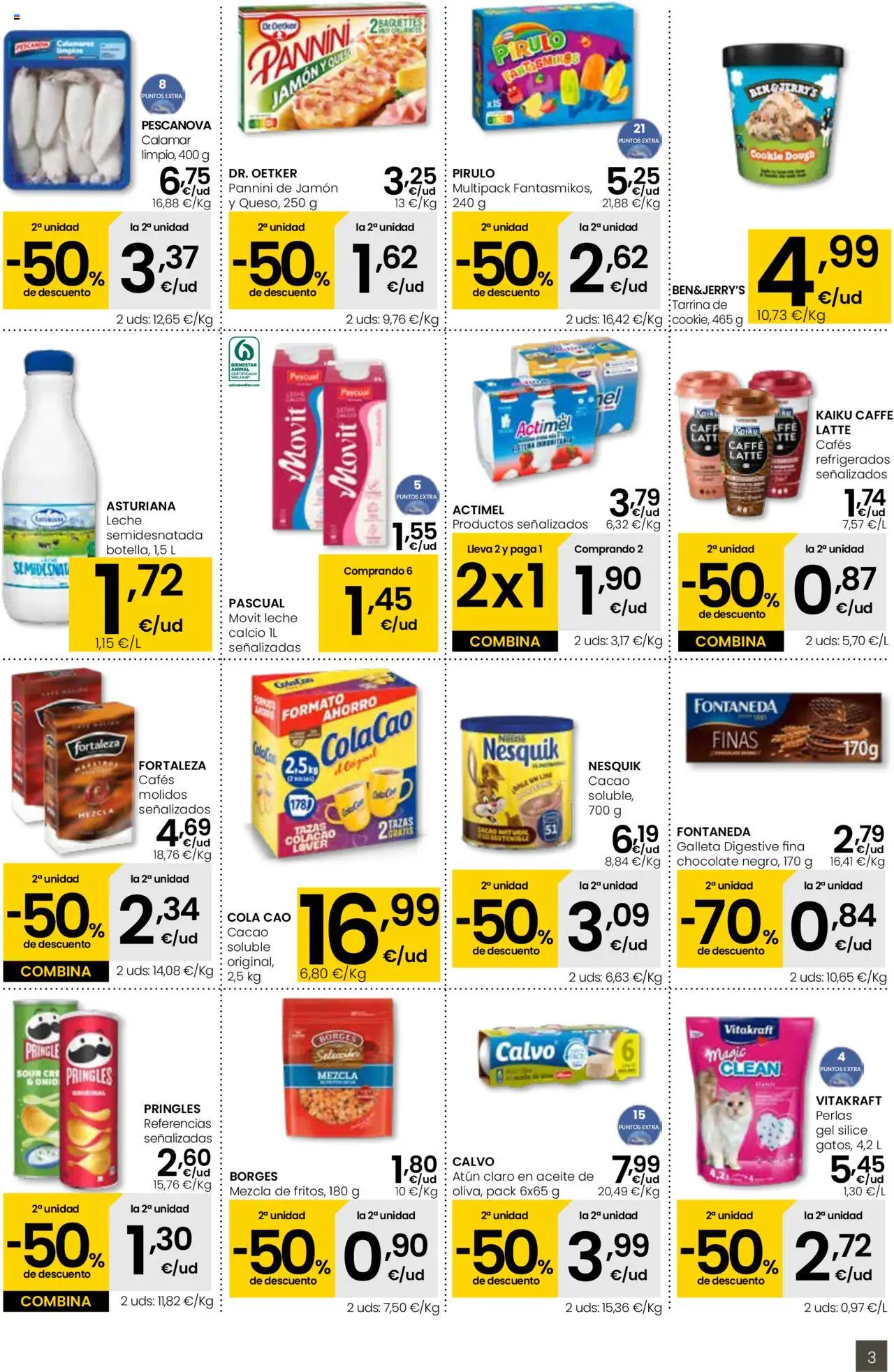 Eroski -  Aliprox │ válido desde el 14.08.2025 | Página: 3 | Productos: Calamares, Leche, Jamón, Φρυγανιές σικάλεως