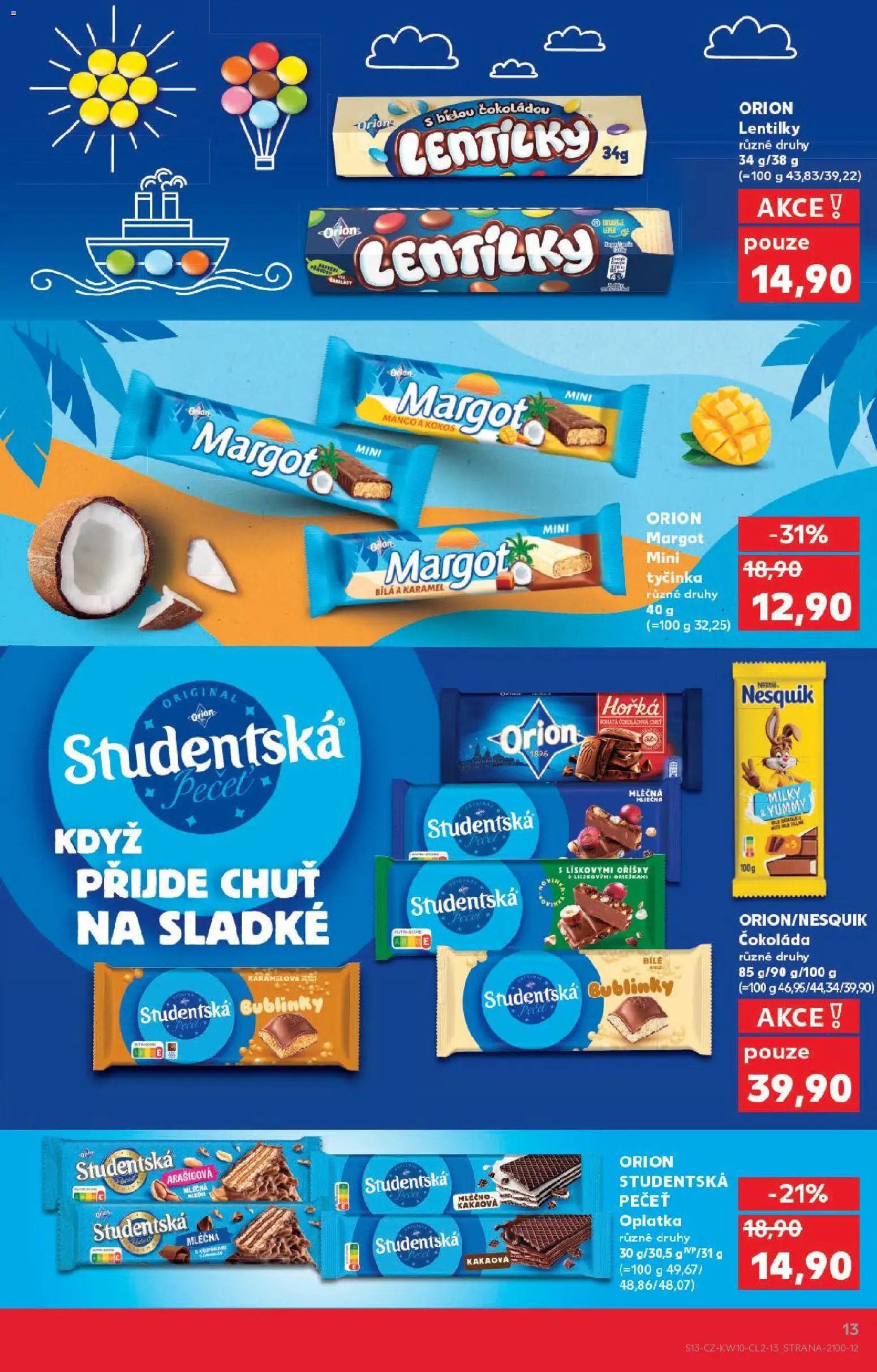 Kaufland leták - Plzeň Bory od 04.03.2026 | Strana: 13 | Produkty: Oříšky, Studentská pečeť, Lentilky Orion, Nesquik