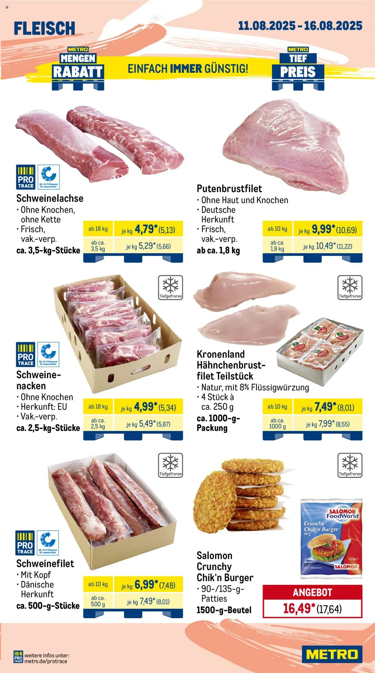 Metro Wochen-Angebote Gastro - gültig ab dem 11.08.2025 | Seite: 3 | Produkte: Burger, Schweinefilet, Fleisch, Hahnchenbrust