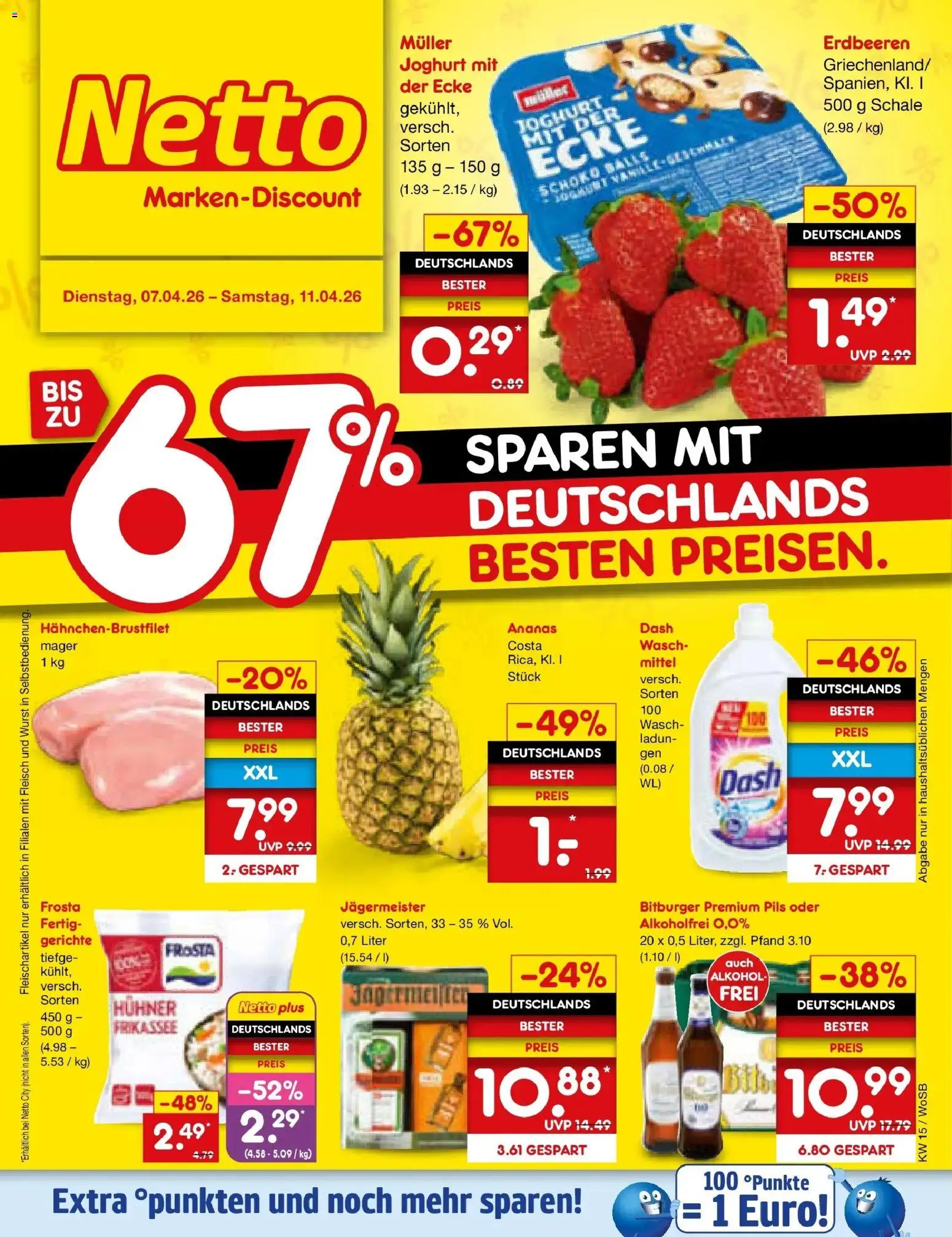 Netto Marken-Discount Prospekt Mannheim	 – gültig ab 05.04.2026 | Seite: 1 | Produkte: Pils, Frosta, Jägermeister, Wurst