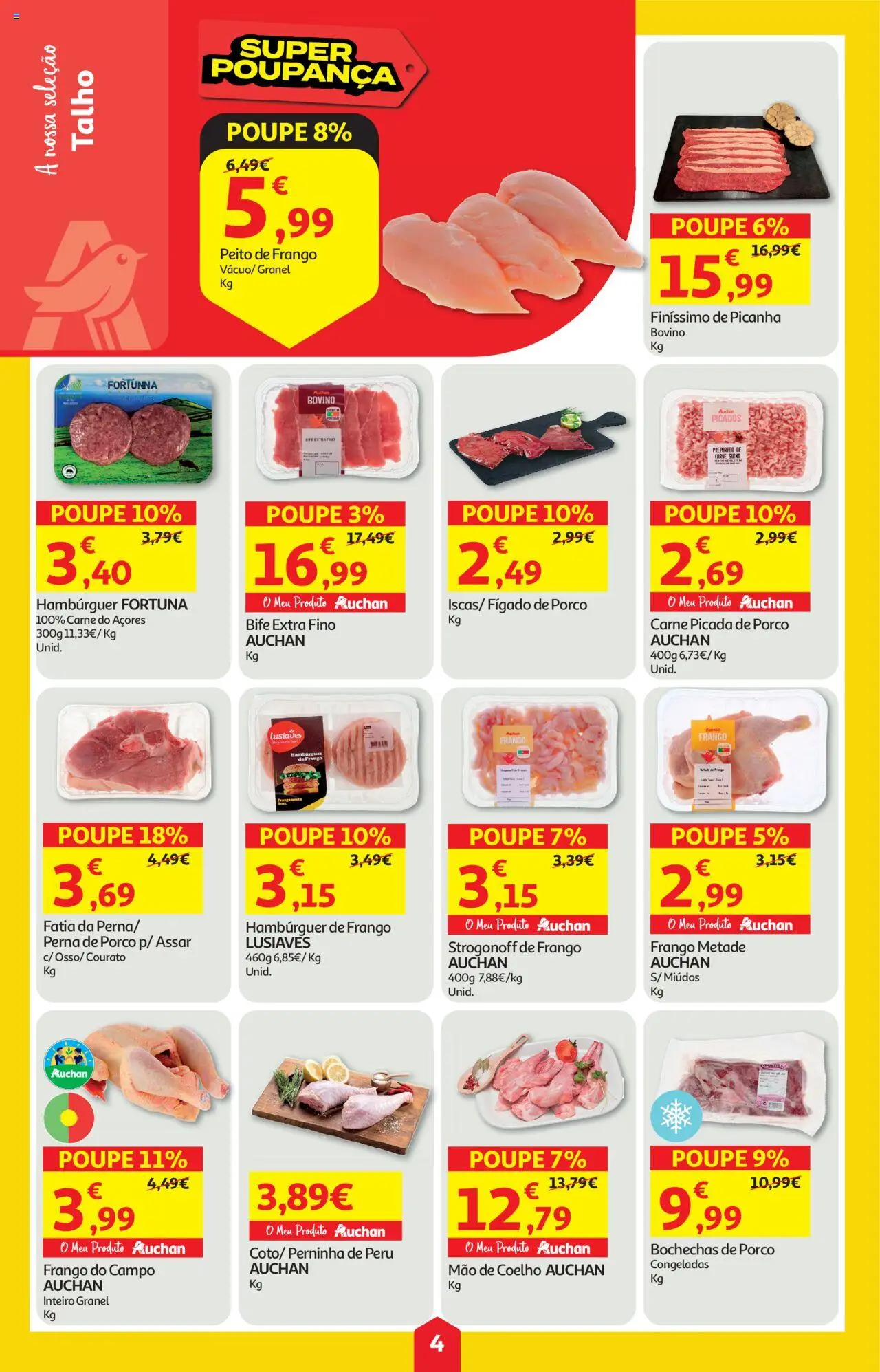 Auchan folheto │ válido de 16.10.2025 | Página: 4 | Produtos: Peru, Carne picada, Carne, Coelho