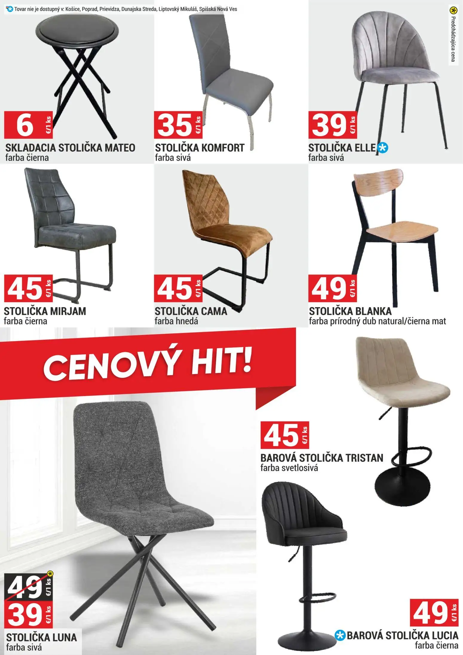 Nové Merkury Market akcie – leták je platný od 01.11.2025 | Strana: 18 | Produkty: Barová stolička, Skladacia stolička, Stolička