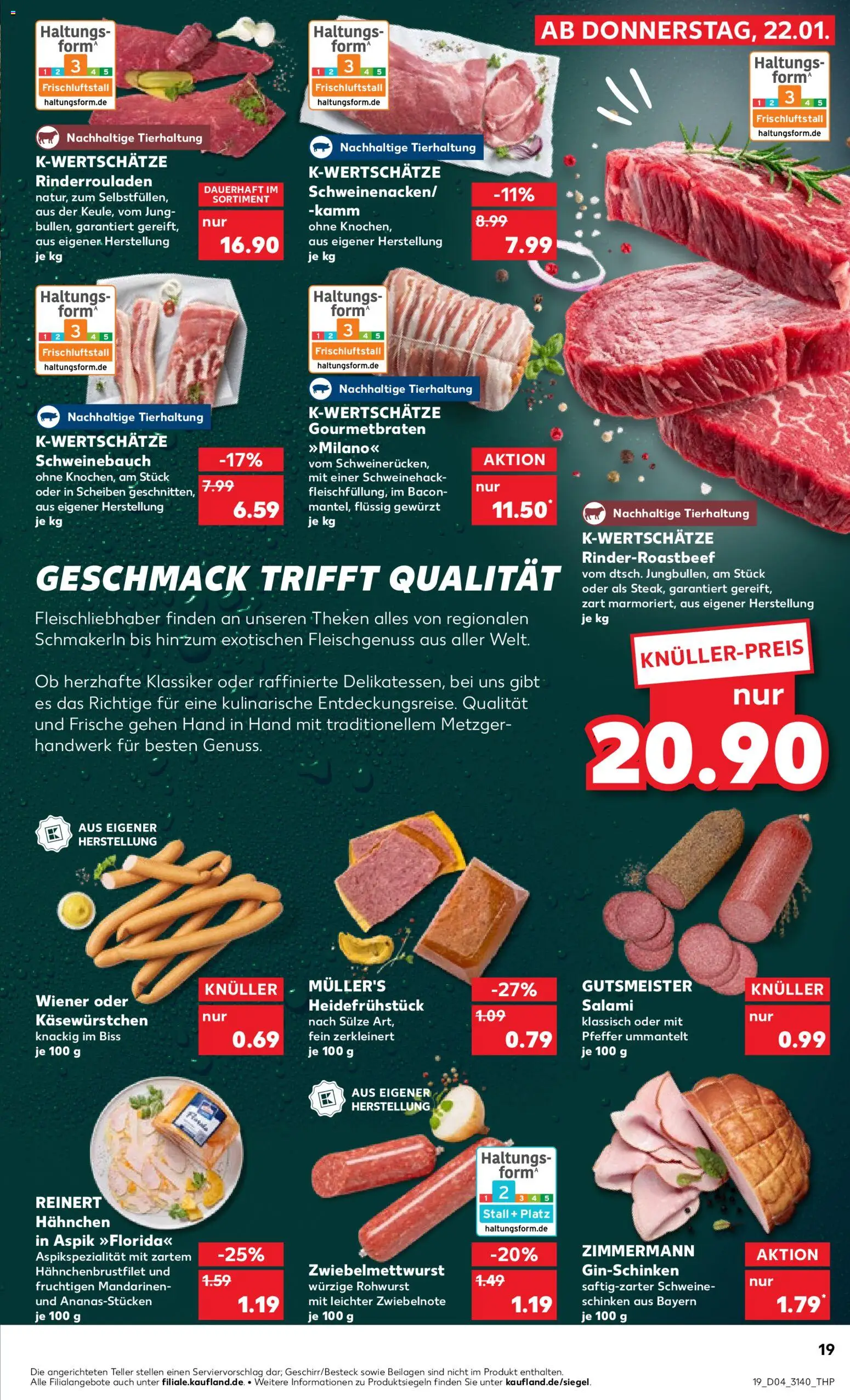 Kaufland prospekt Leipzig	 – gültig ab 22.01.2026 | Seite: 19 | Produkte: Hahnchen, Schweinebauch, Pfeffer, Schinken