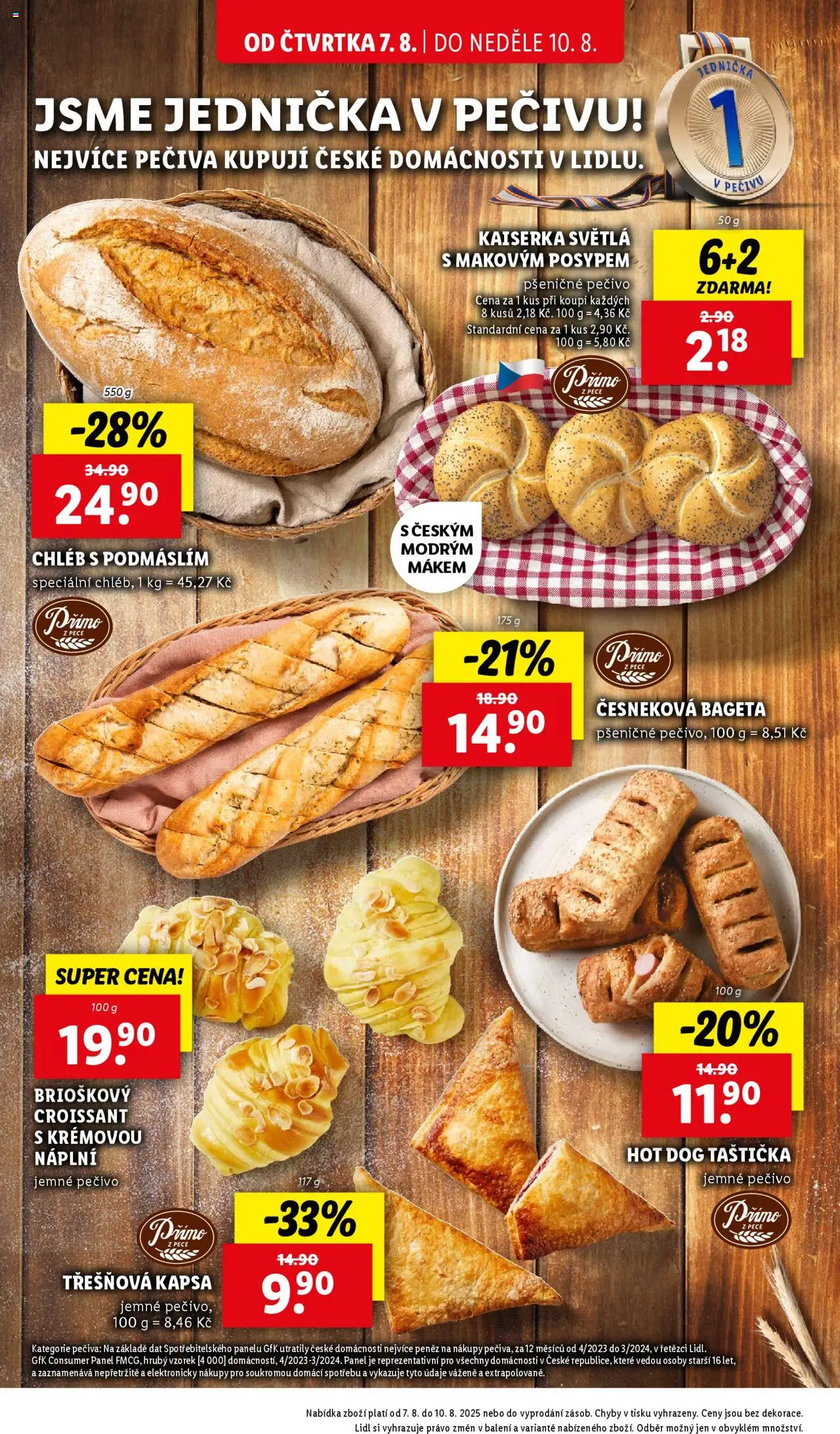 Lidl leták od 07.08.2025 | Strana: 12 | Produkty: Kaiserka, Chléb, Croissant, Česneková bageta