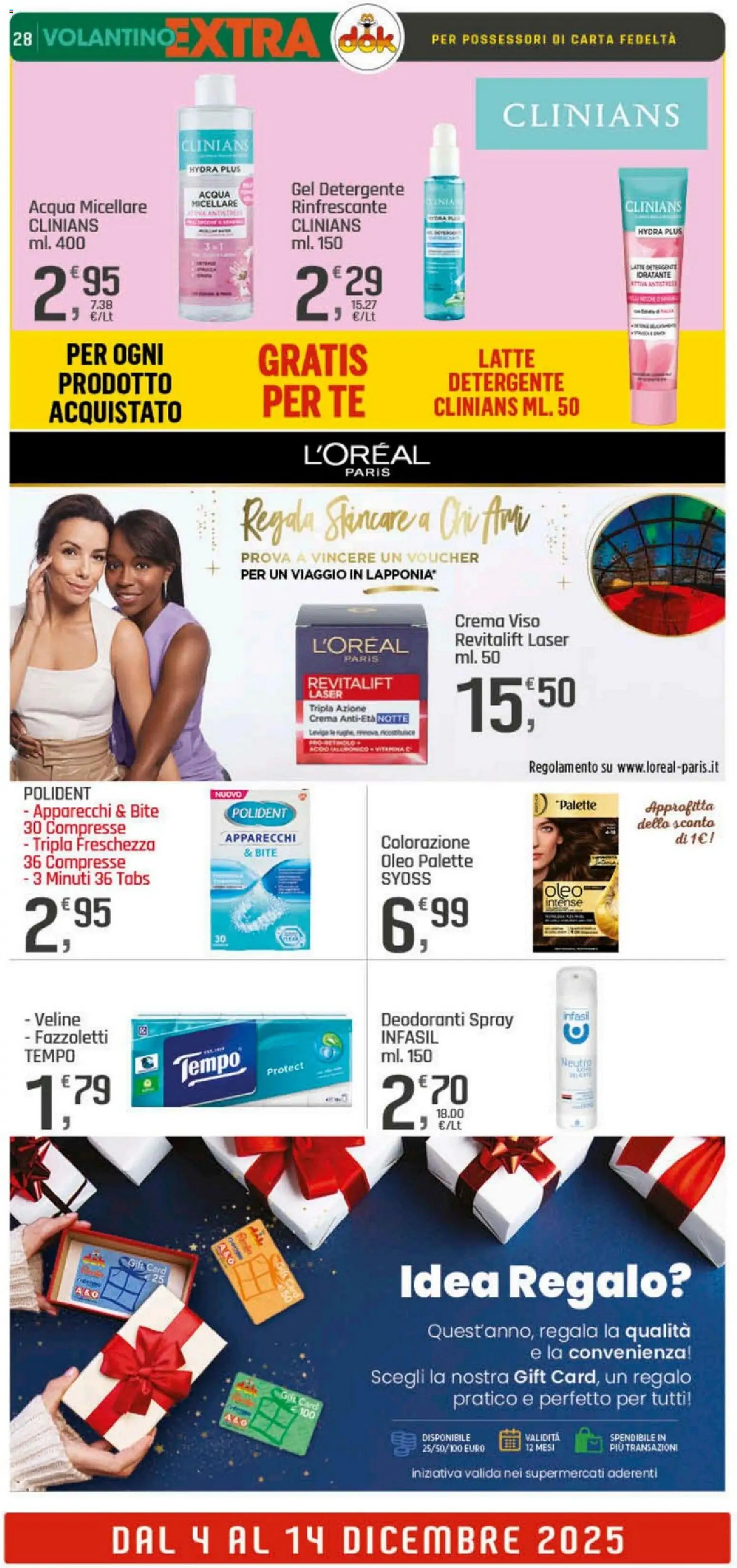 Volantino DOK del 04.12.2025 | Pagina: 28 | Prodotti: Acqua micellare, Veline, Detergente, Fazzoletti