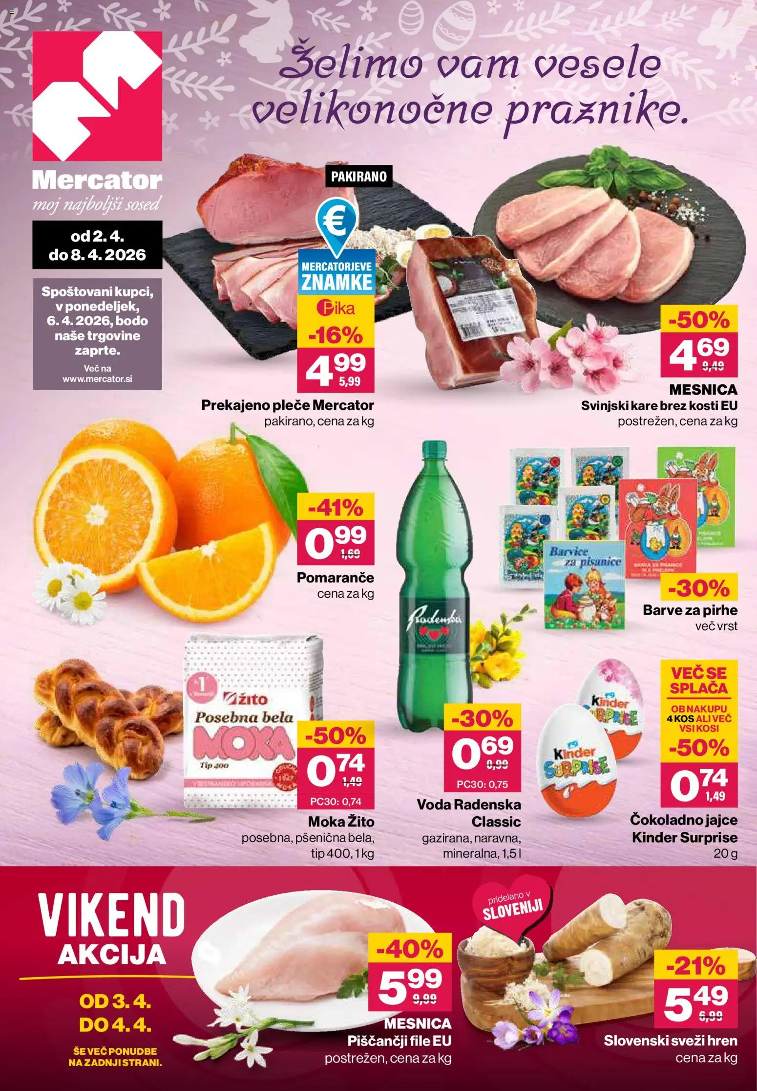 Novi Mercator katalog ponudbe – veljaven od 02.04.2026 | Stran: 1 | Izdelki: Moka, Kos, Pomarance, Voda