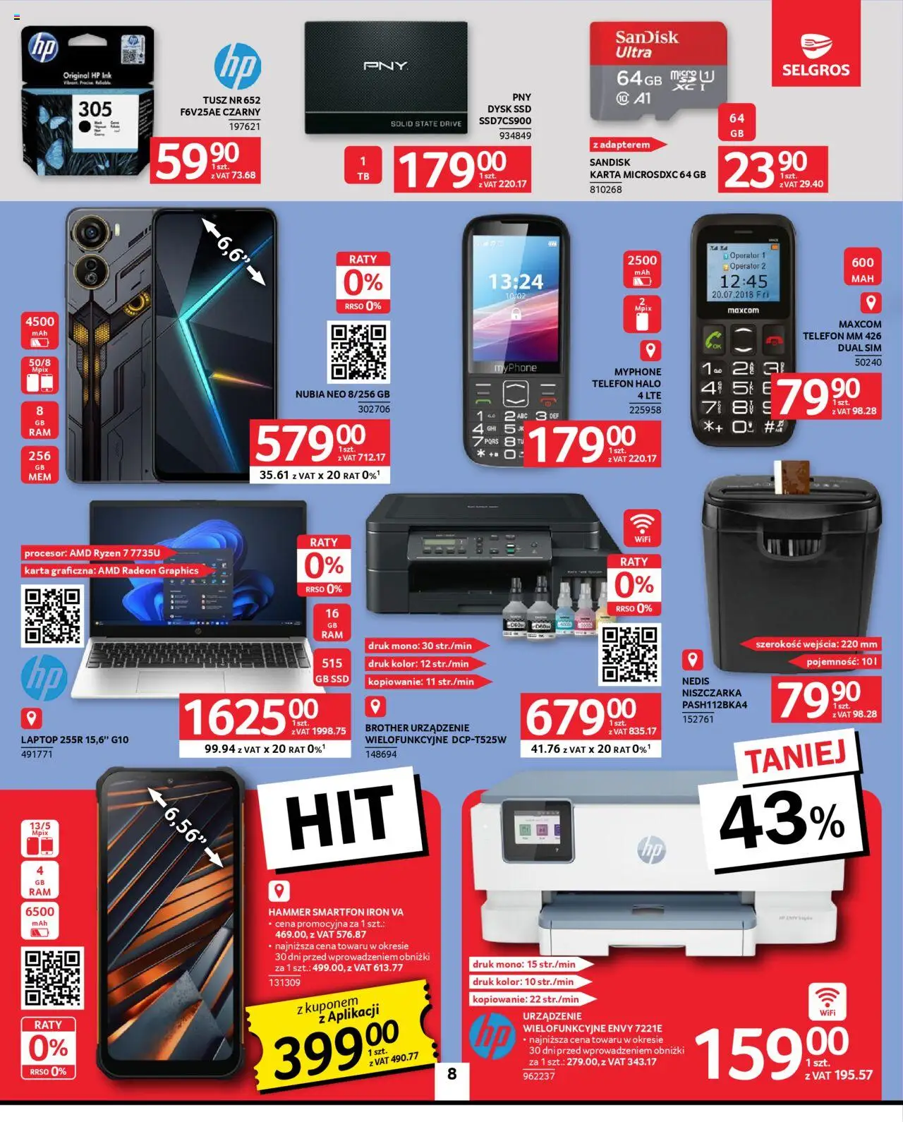 Selgros cash&carry Gazetka - Oferta przemysłowa od 09.10.2025 | Strona: 8 | Produkty: Karta, Telefon, Laptop, Niszczarka
