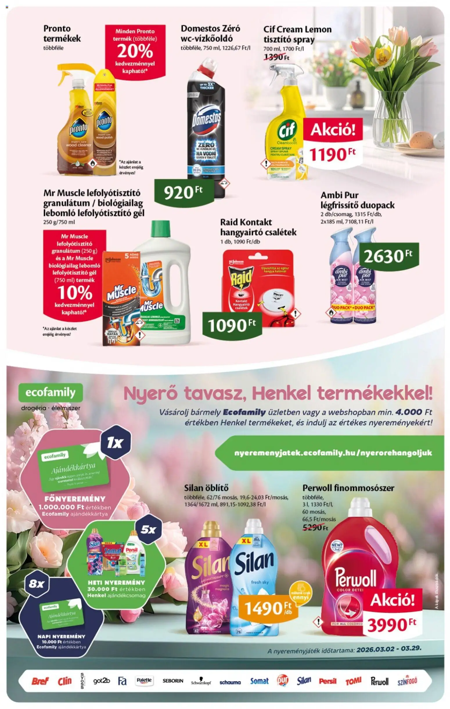 EcoFamily akciós ujság - amely érvényes a következő dátumtól: 26.03.2026 | Oldal: 7 | Termékek: Perwoll, Somat, Öblítő, Légfrissítő