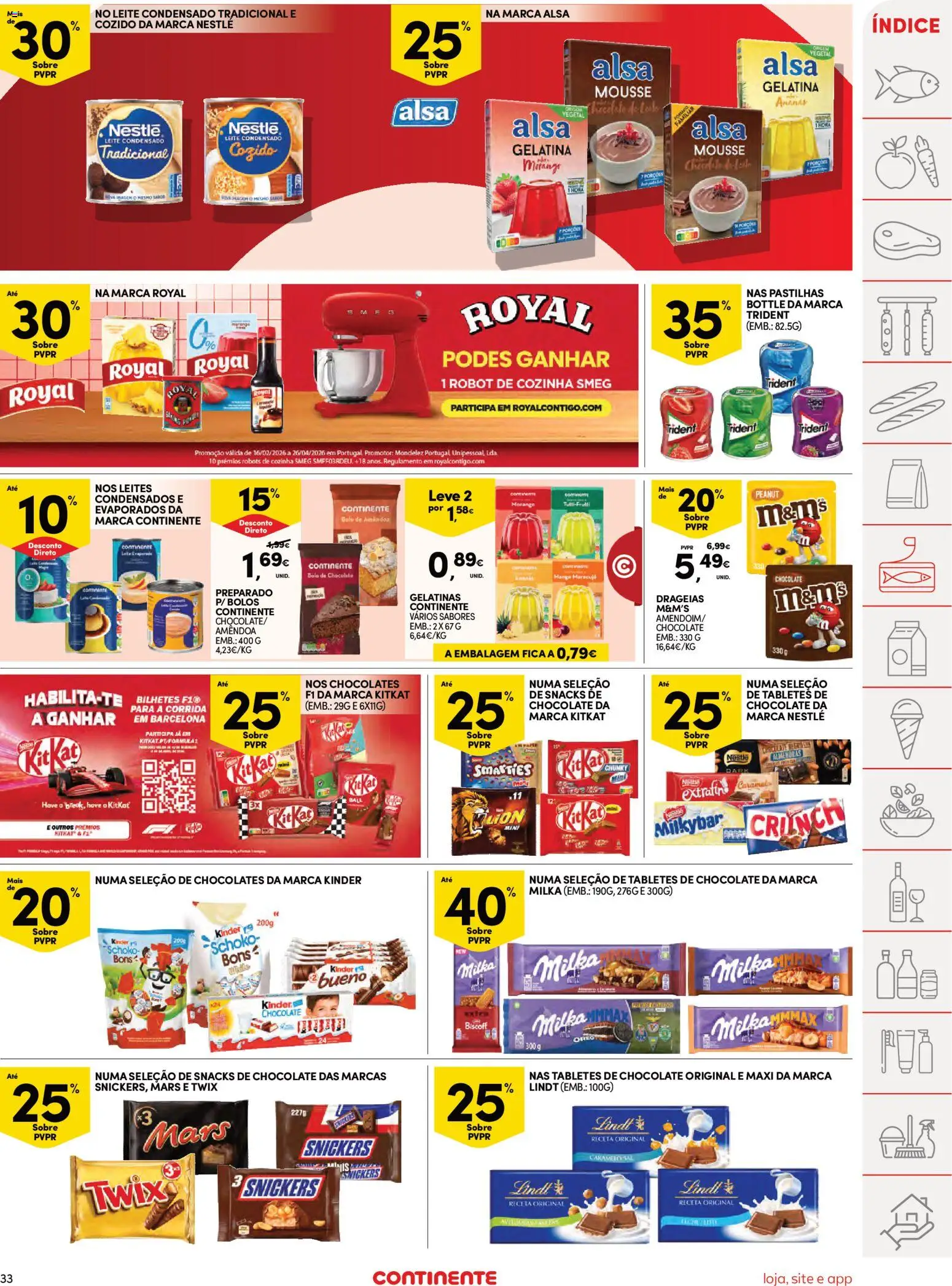 Continente Semanal Continente Bom Dia │ válido de 24.03.2026 | Página: 33 | Produtos: Gelatina, Chocolates, Leite, Chocolate