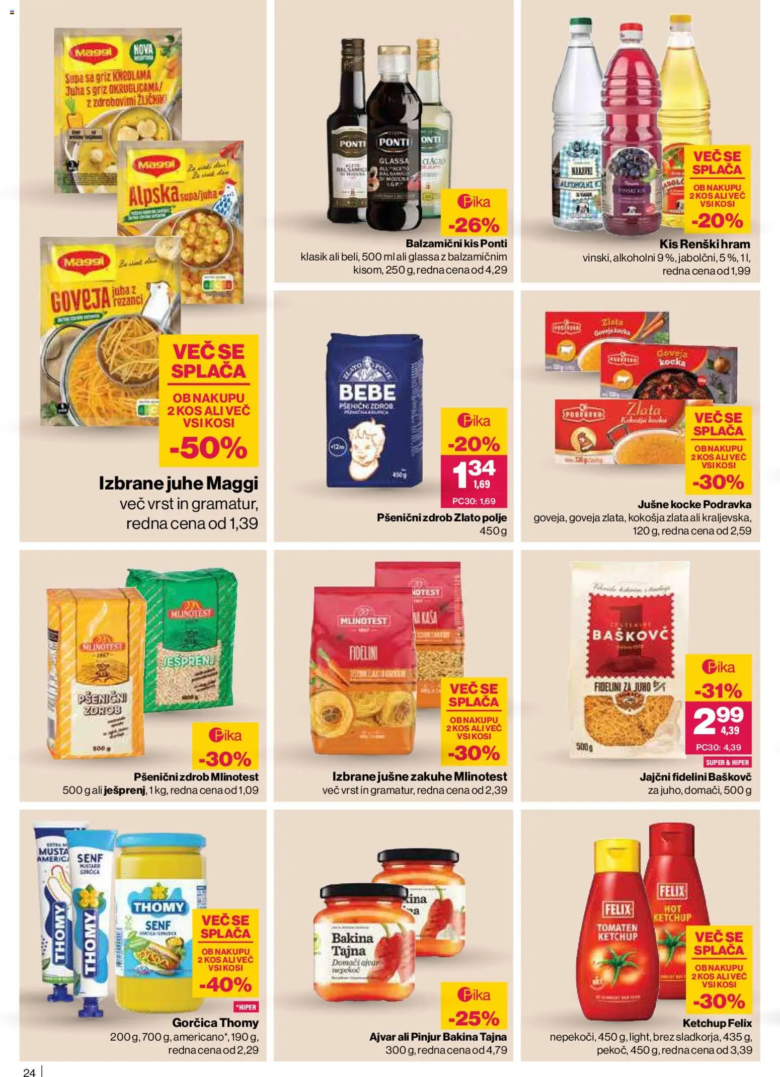 Novi Mercator katalog ponudbe – veljaven od 23.10.2025 | Stran: 24 | Izdelki: Rezanci, Juha, Zdrob, Kos