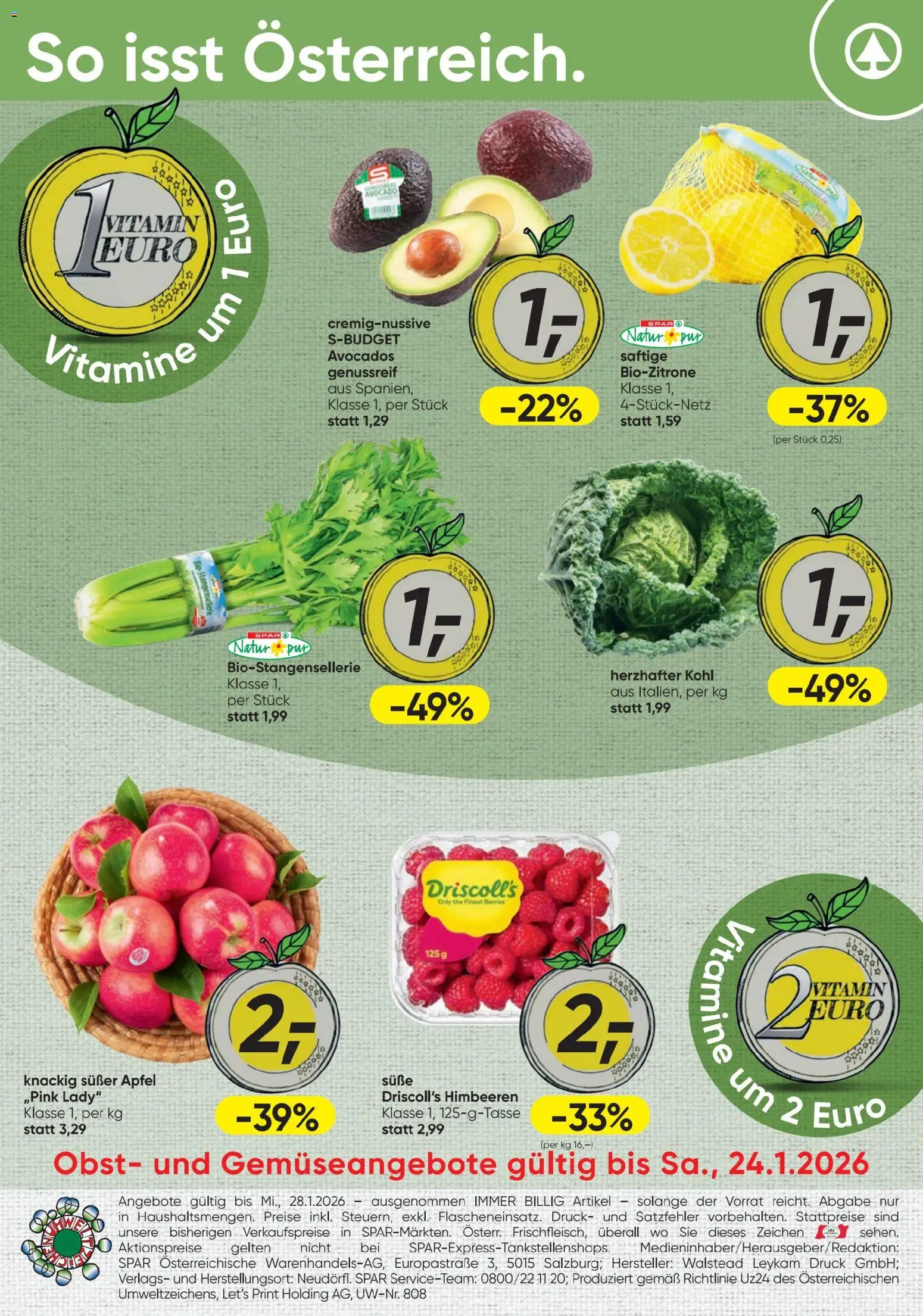 Spar Flugblatt gültig ab 22.01.2026 | Seite: 16 | Produkte: Avocado, Obst, Äpfel