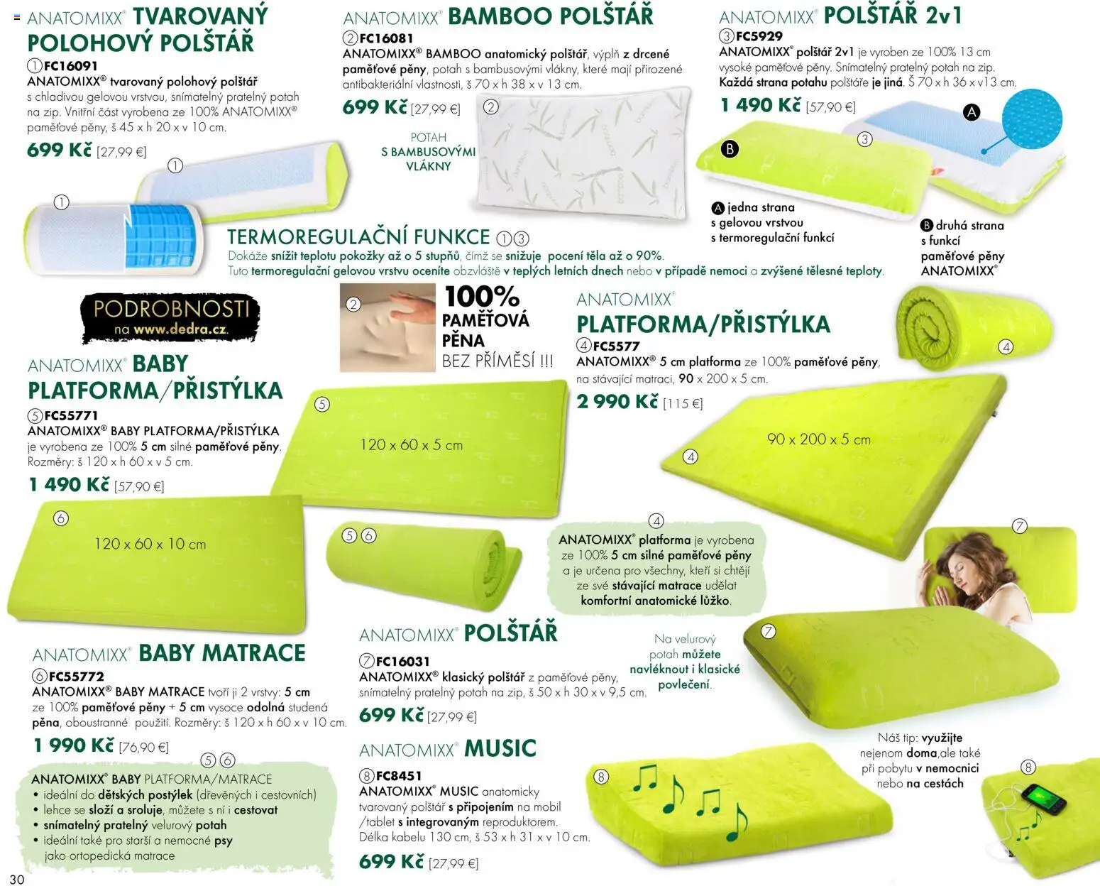 Nové Dedra akcie – leták je platný od 01.01.2026 | Strana: 30 | Produkty: Matrace, Mobil