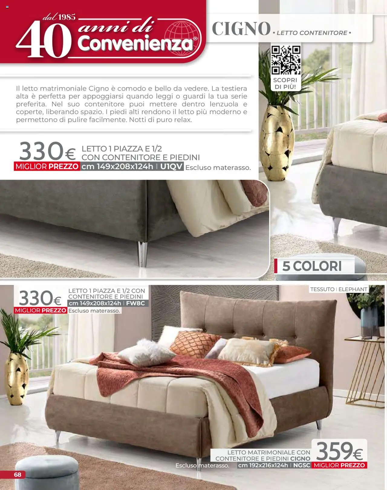 Volantino Mondo Convenienza del 09.09.2025 | Pagina: 70 | Prodotti: Letto contenitore, Contenitore, Letto, Lenzuola