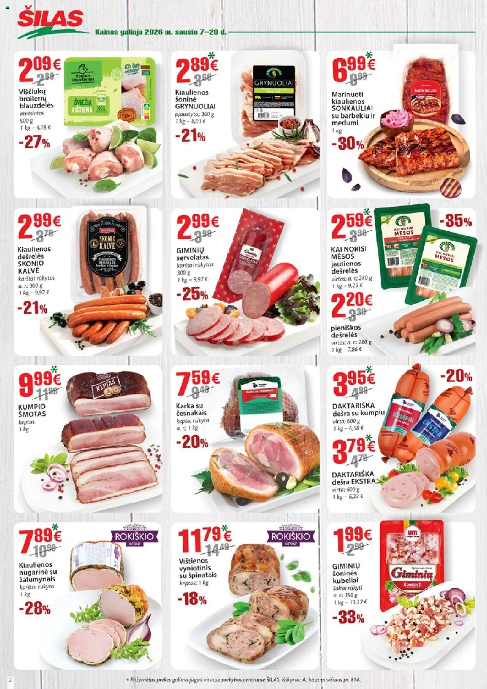 Šilas akcijos nuo 07.01.2026 | Puslapis: 2 | Prekių: Vištienos, Kiaulienos, Jautienos, Vištiena