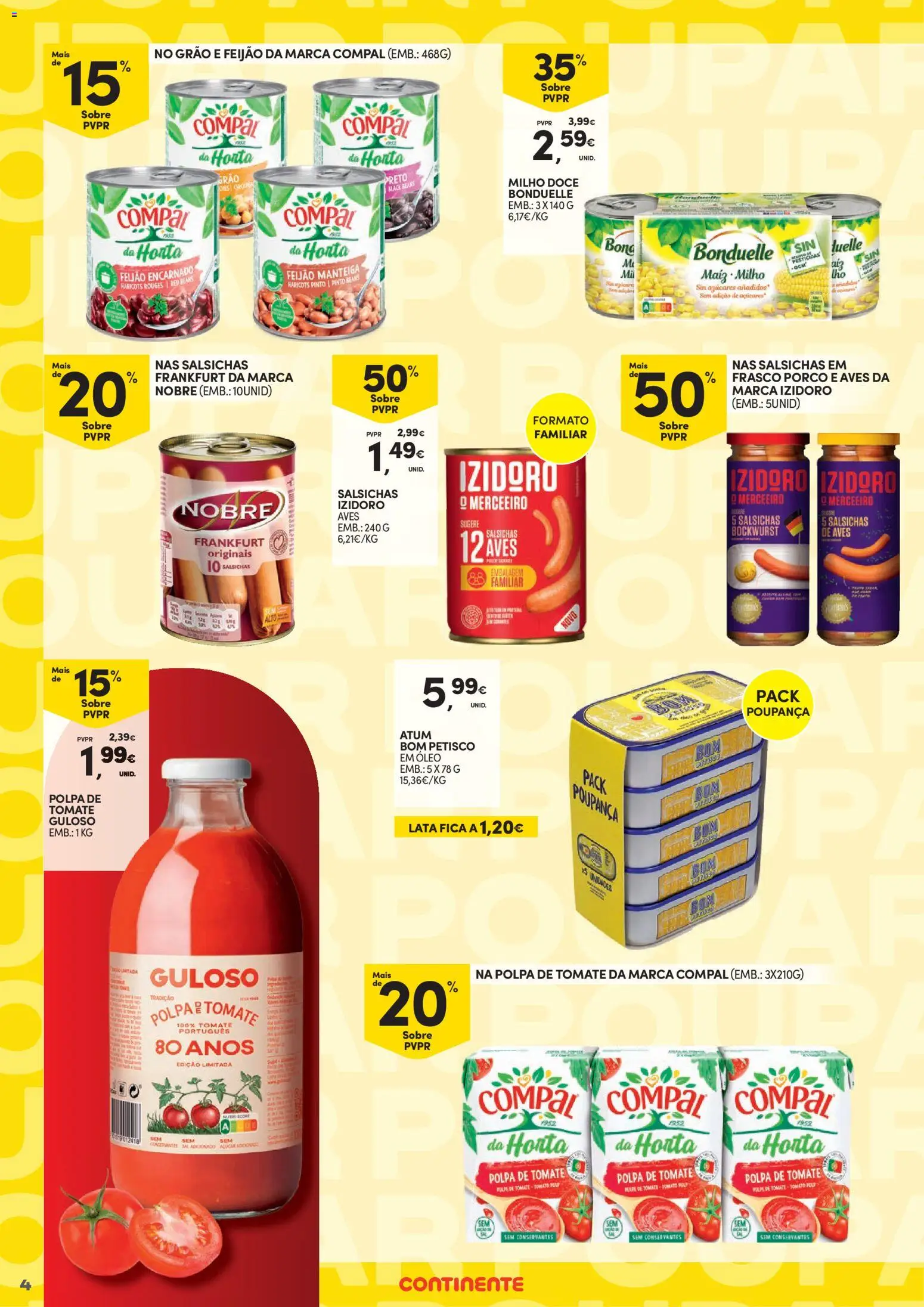 Continente - Poupança Para Todos │ válido de 07.04.2026 | Página: 4 | Produtos: Atum, Manteiga, Óleo, Tomate