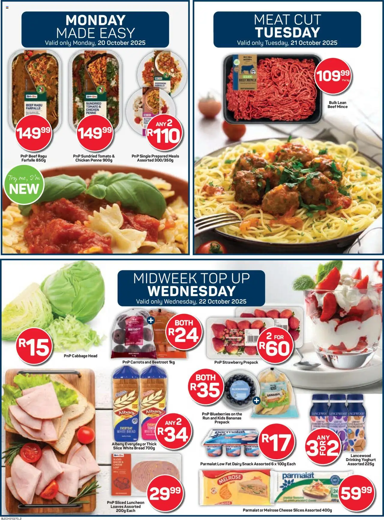 New Pick n Pay catalogue – valid from 20.10.2025 | Page: 2 | Products: Blueberries, Cheese, Chicken, Carrots