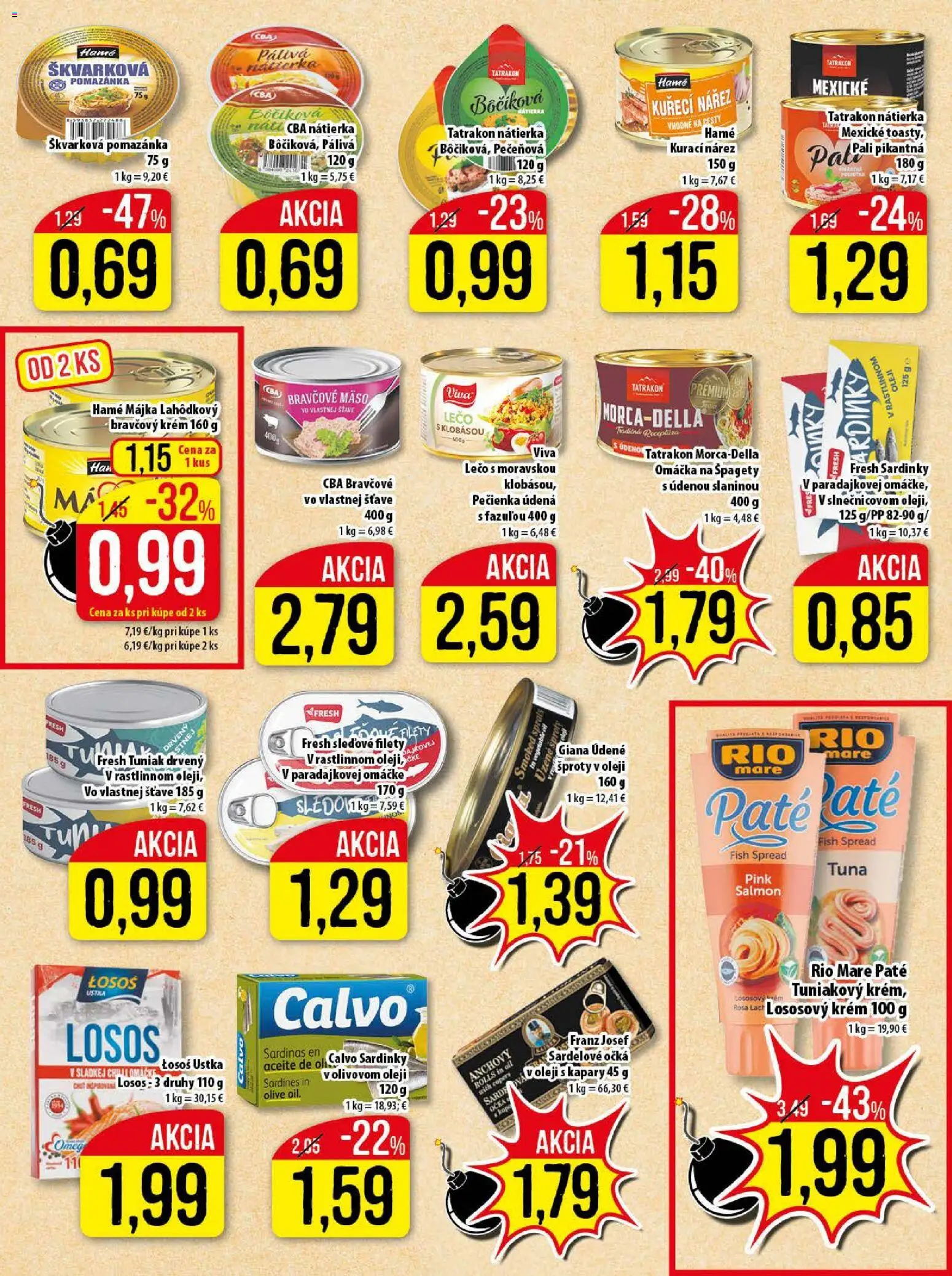 Nové Klas akcie – leták je platný od 26.01.2026 | Strana: 18 | Produkty: Sardinky, Rio Mare, Bravčové mäso, Omáčka