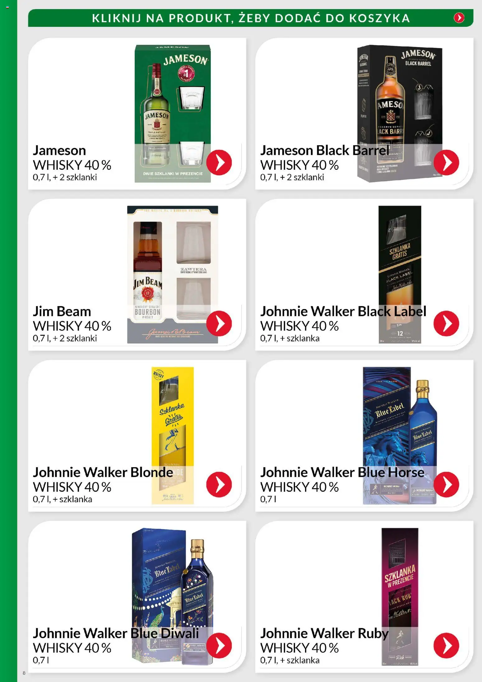 Eurocash Gazetka - Świąteczny Katalog Alkoholi od 01.12.2025 | Strona: 8 | Produkty: Jameson, Bourbon, Szklanki, Whisky