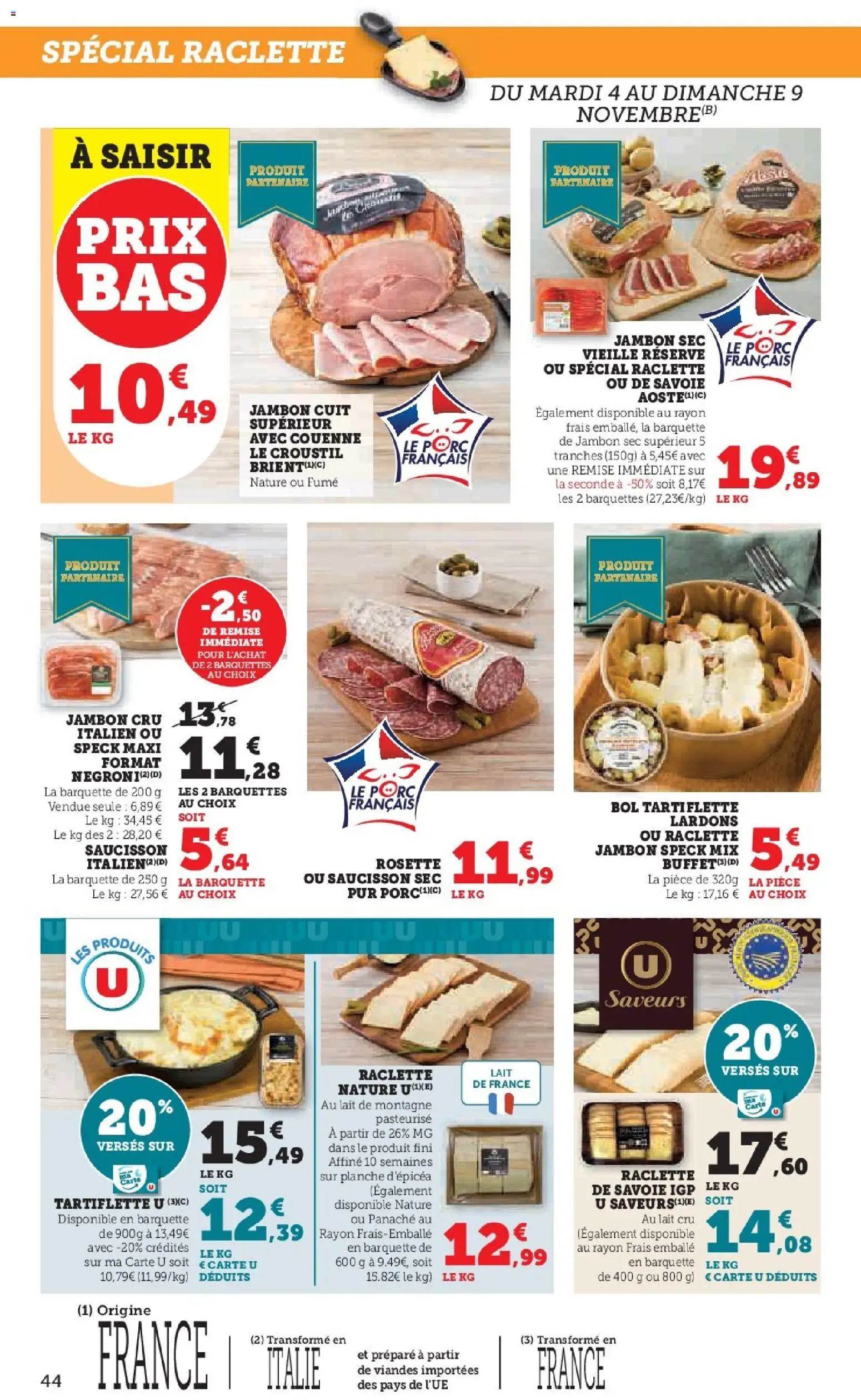 {H1} | Page: 44 | Produits: Saucisson, Tartiflette, Jambon, Porc