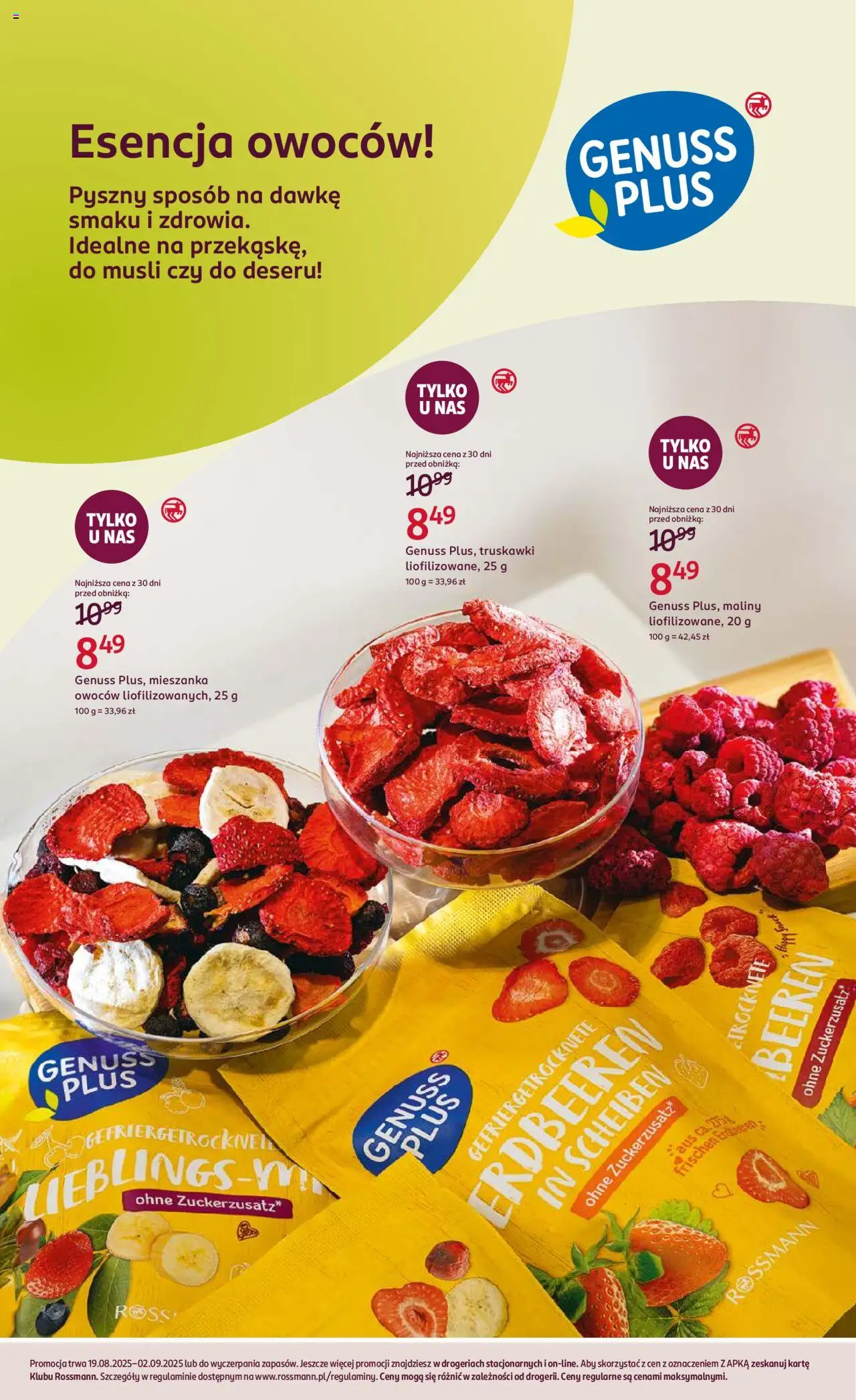 Rossmann Gazetka od 19.08.2025 | Strona: 2 | Produkty: Maliny, Musli, Truskawki