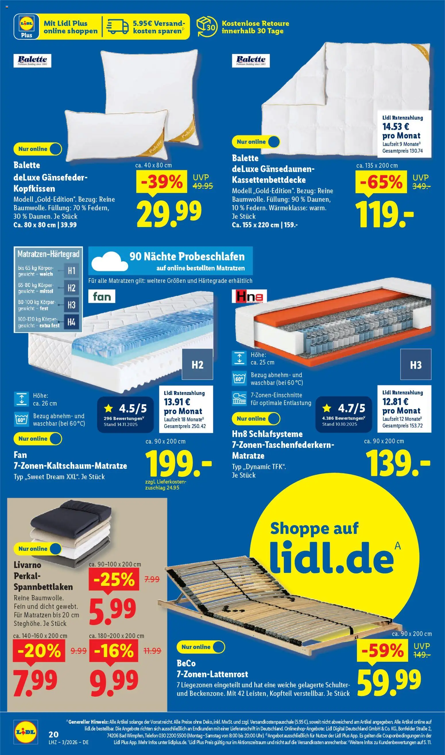 Lidl Prospekt München – gültig ab 12.01.2026 | Seite: 40 | Produkte: Gewicht, Matratze, Bad, Kopfkissen