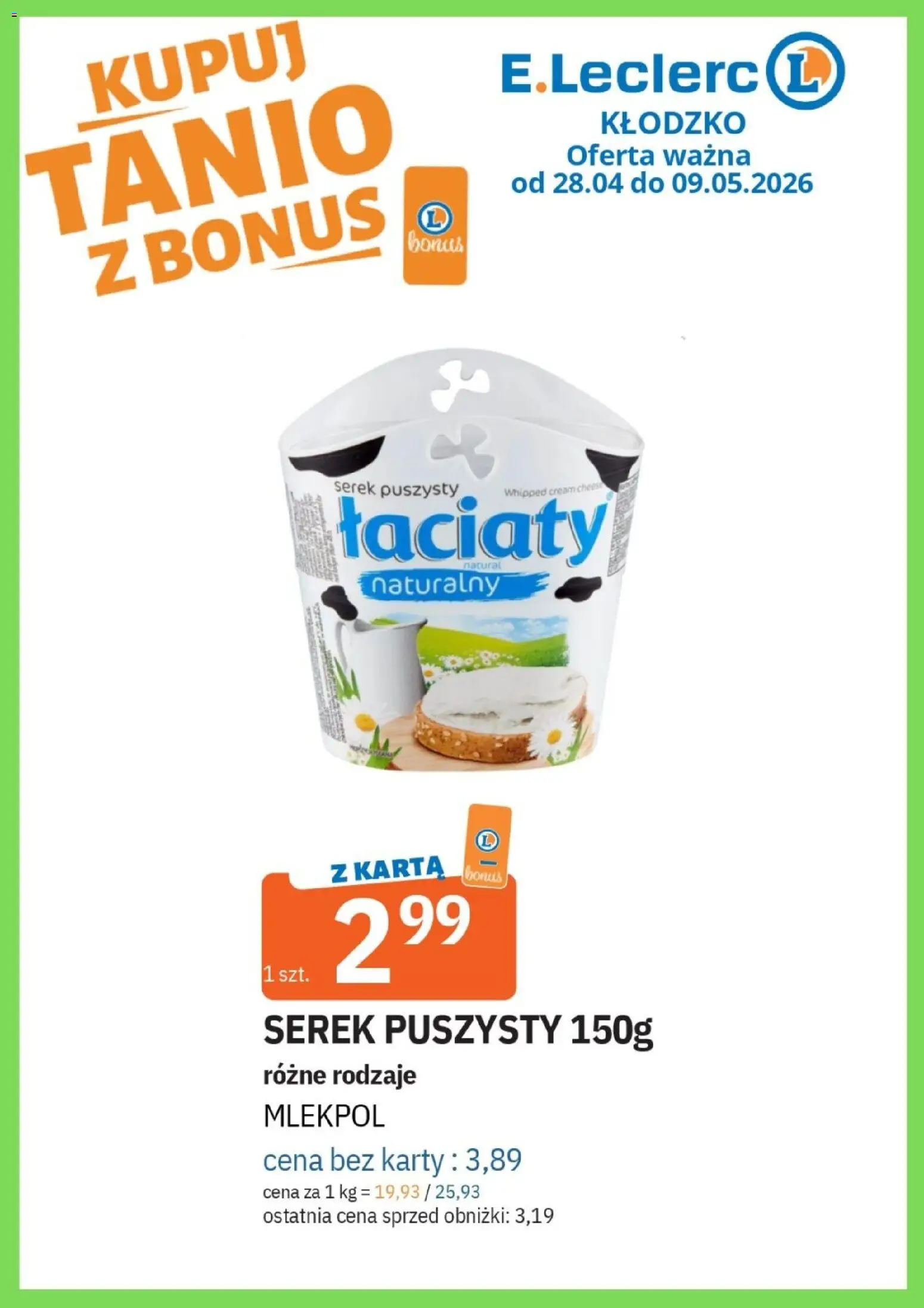 E.Leclerc gazetka - Kłodzko od 28.04.2026 | Strona: 6 | Produkty: Karta, Cream cheese, Serek