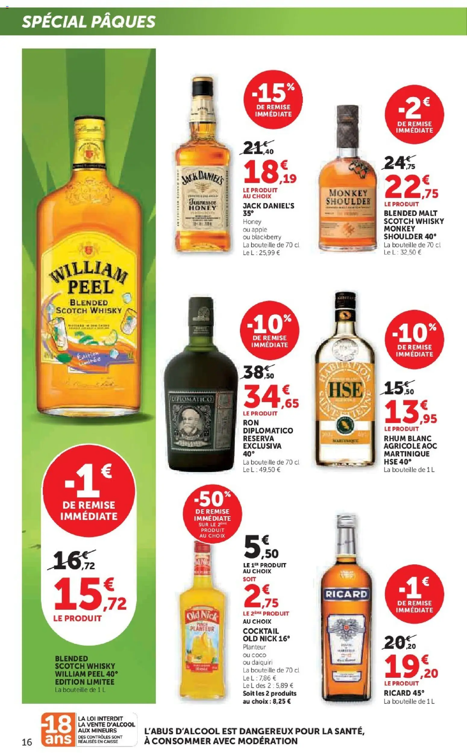 {H1} | Page: 16 | Produits: Whisky, Ricard, Monkey shoulder, Rhum