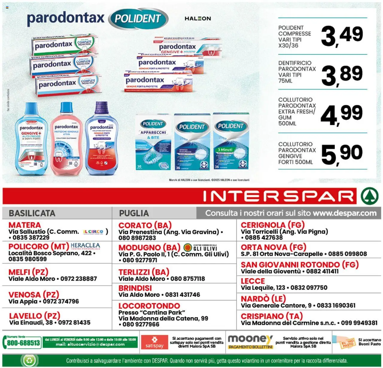 Volantino Interspar del 18.08.2025 | Pagina: 33 | Prodotti: Dentifricio, Collutorio, Lavello, Contenitore