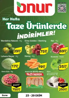23.10.2025 tarihinden itibaren geçerli olan Onur Market kataloğu önizlemesi