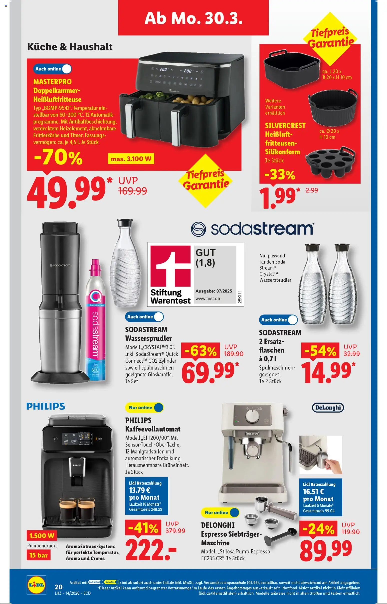 Lidl Prospekt – gültig ab 30.03.2026 | Seite: 10 | Produkte: Küche, Kaffeevollautomat, Heißluftfritteuse, Sodastream