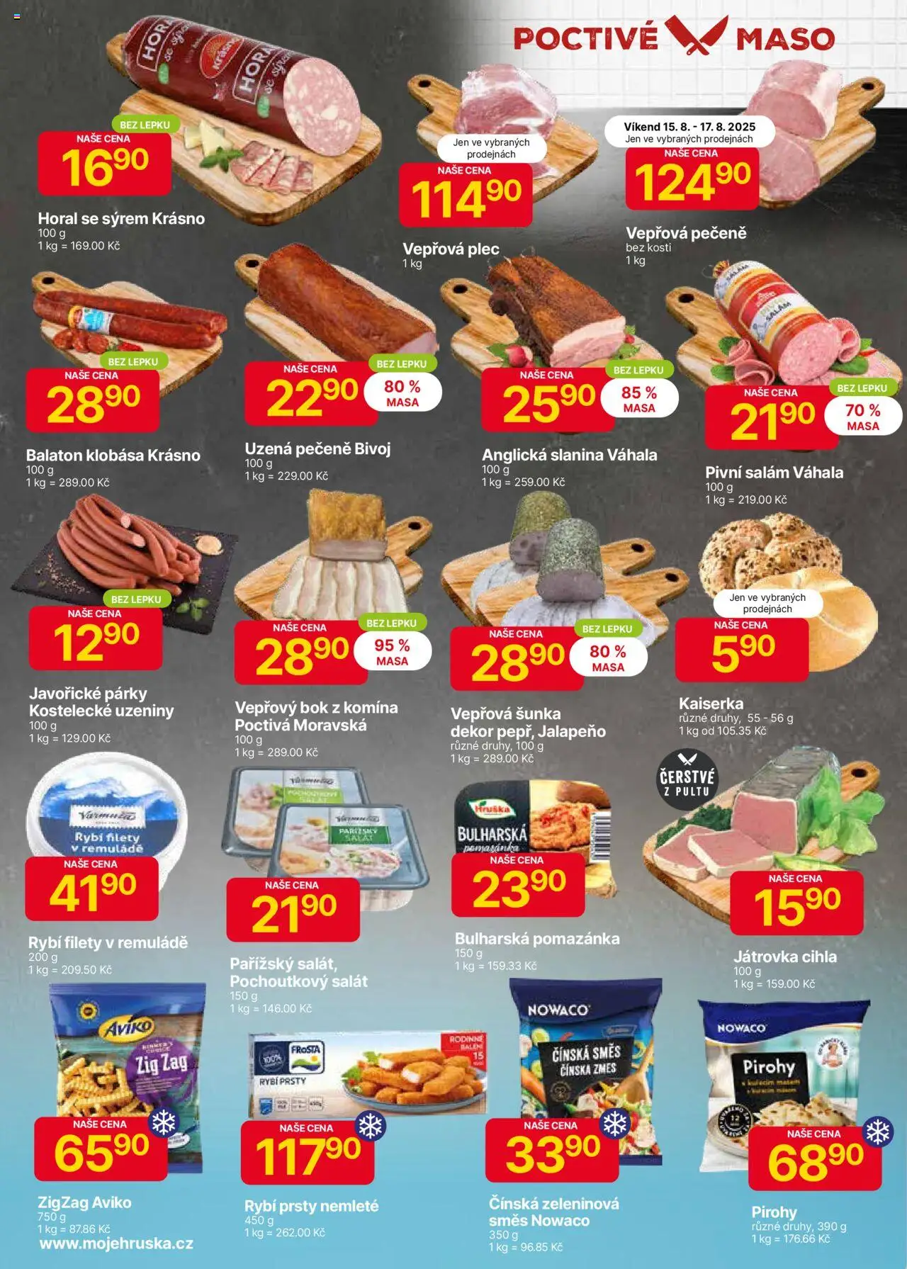 Hruška leták od 12.08.2025 | Strana: 2 | Produkty: Kaiserka, Plec bez kosti, Párky, Uzeniny