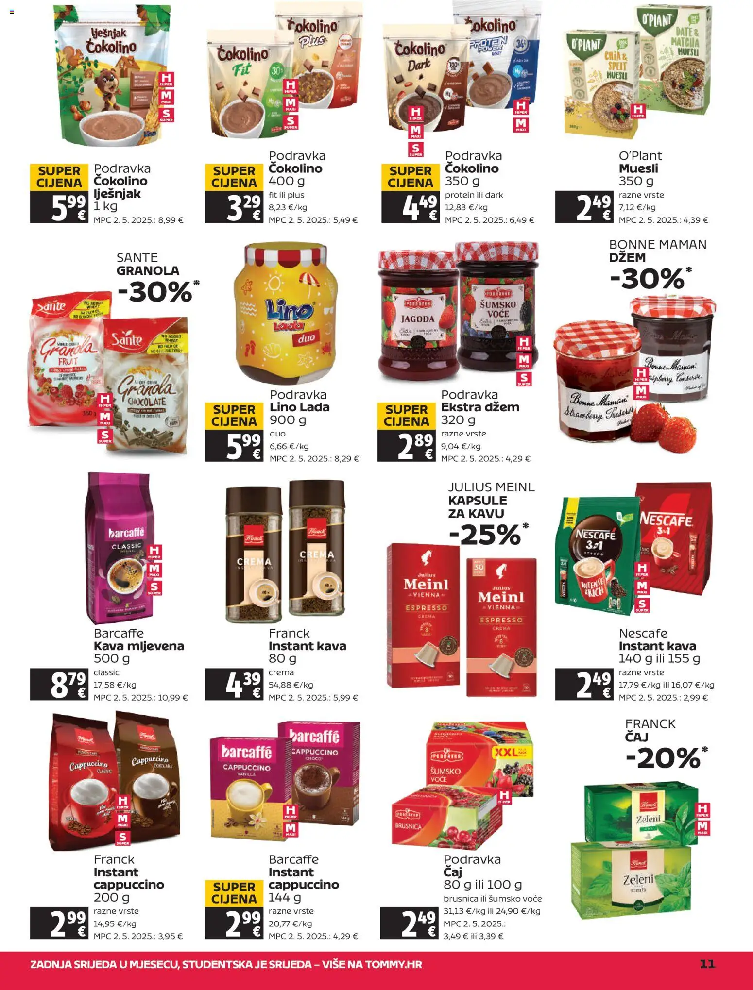 Tommy katalog | vrijedi od 23.10.2025 | Stranica: 11 | Proizvodi: Kava instant, Podravka, Voće, Džem