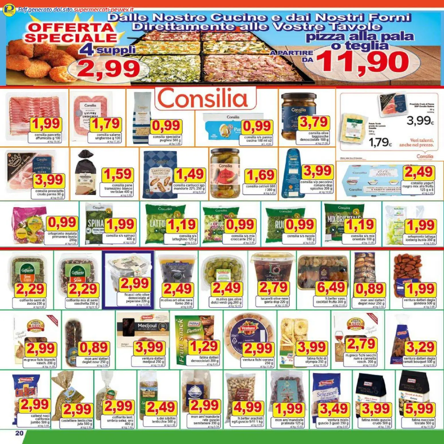 Volantino Pewex del 16.12.2025 | Pagina: 20 | Prodotti: Pane, Cetrioli, Olive, Prosciutto