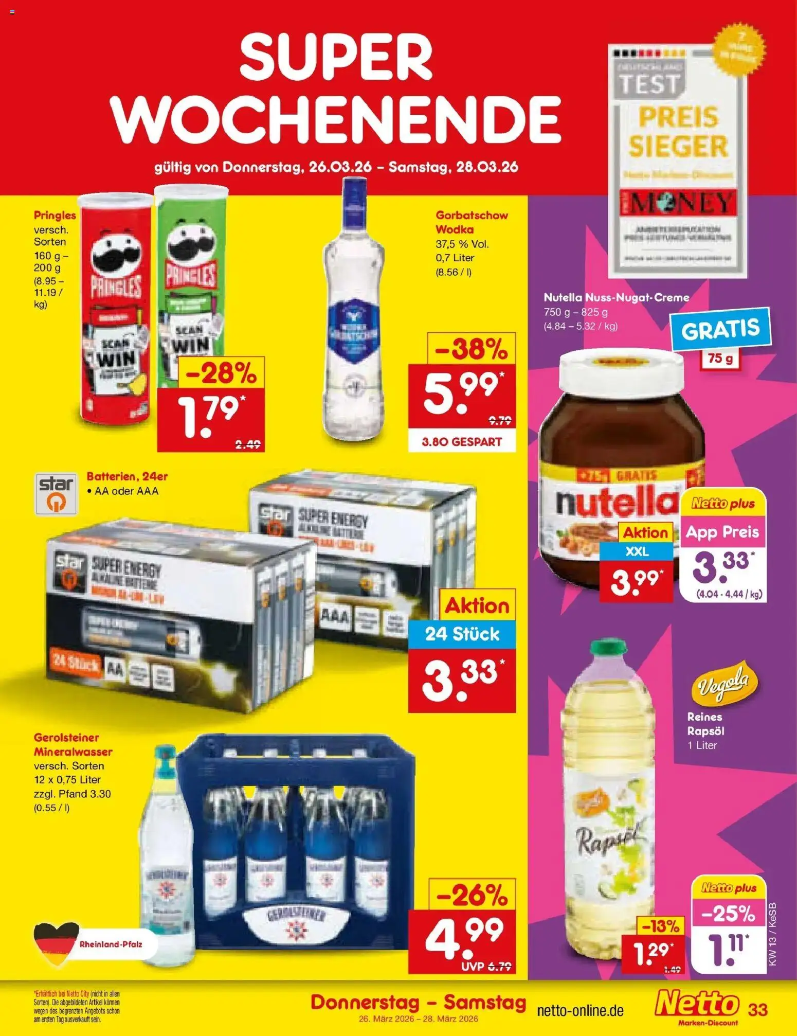 Netto Marken-Discount Prospekt Bonn	 – gültig ab 23.03.2026 | Seite: 47 | Produkte: Energy, Rapsöl, Nutella, Gerolsteiner