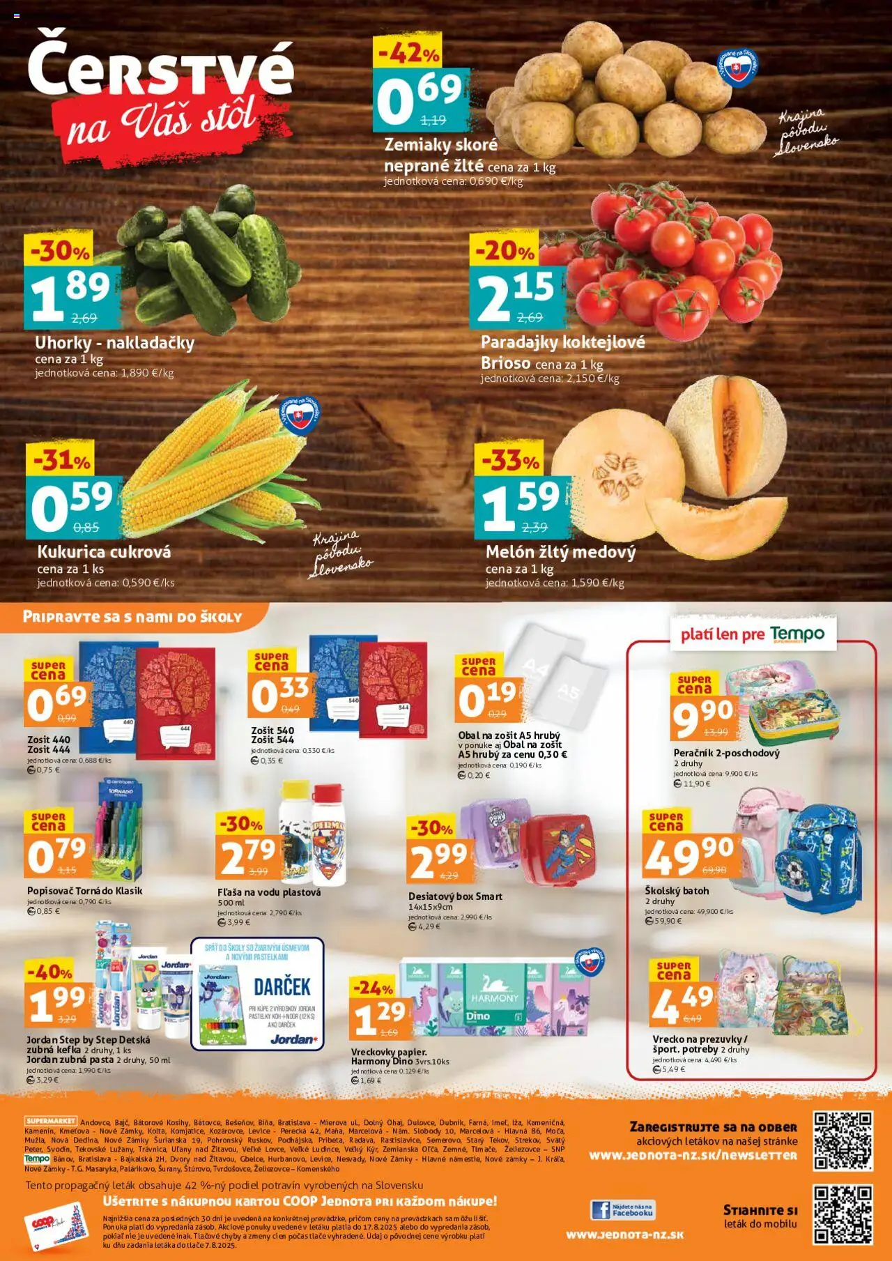 COOP Jednota víkendová ponuka │ platný od 15.08.2025 | Strana: 4 | Produkty: Zubná kefka, Stôl, Paradajky, Uhorky